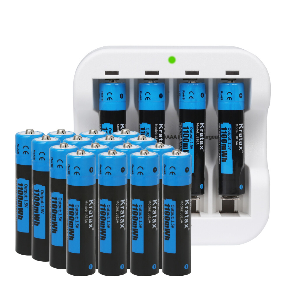 1100mWh 1.5V AAA Li-Ion Rechargeable Battery 4 Slot USB Charger High Quality LOT
