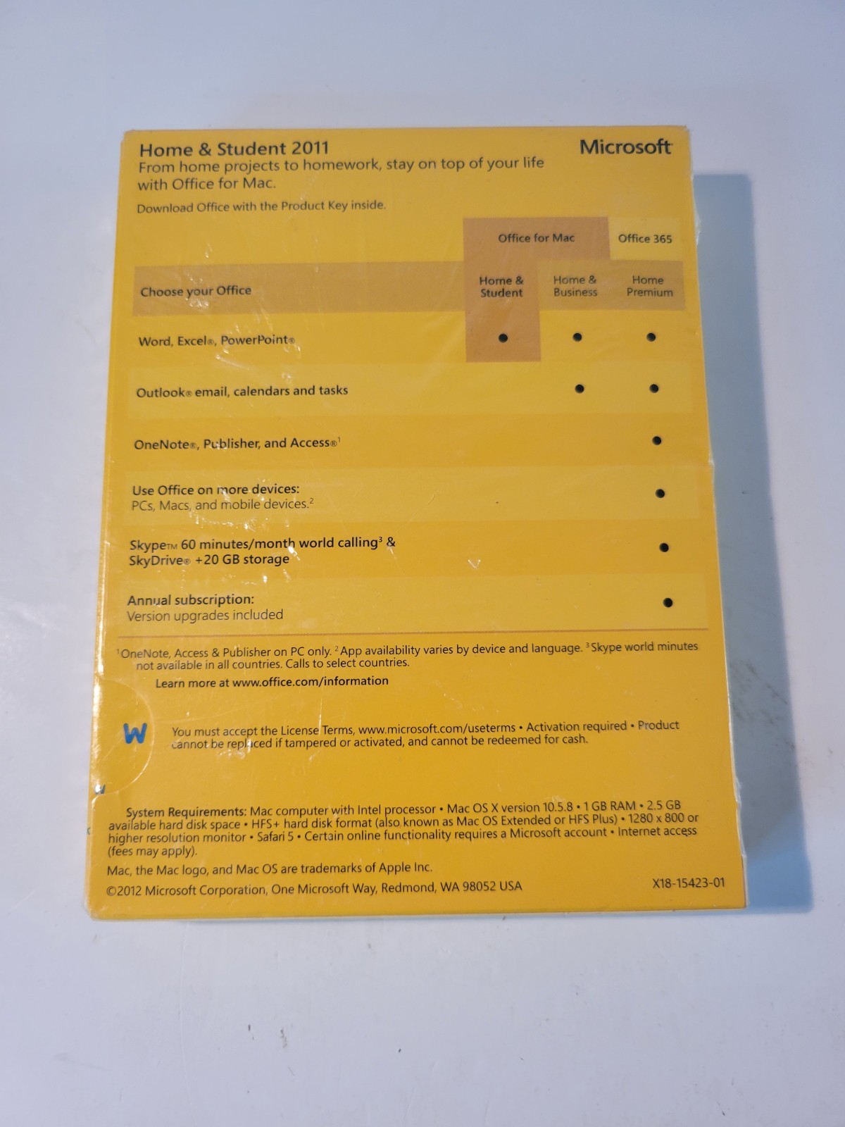 Microsoft Office 2011 Home and Student (Retail) (1 Copies) - Full Version