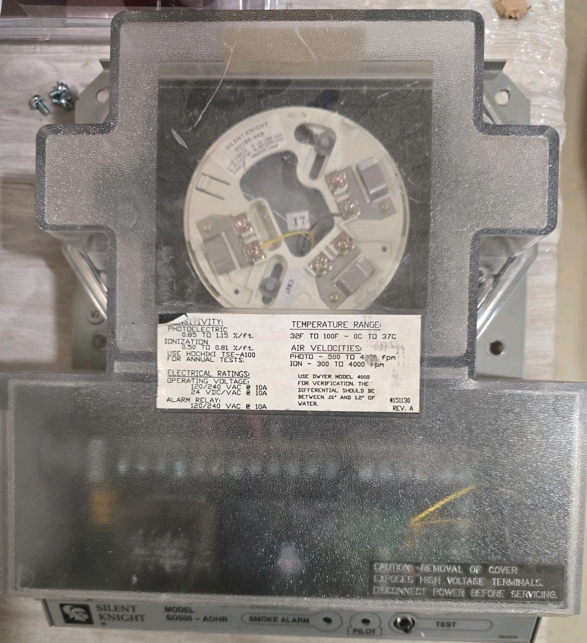 Silent Knight SD505-ADHR DUCT DETECTOR