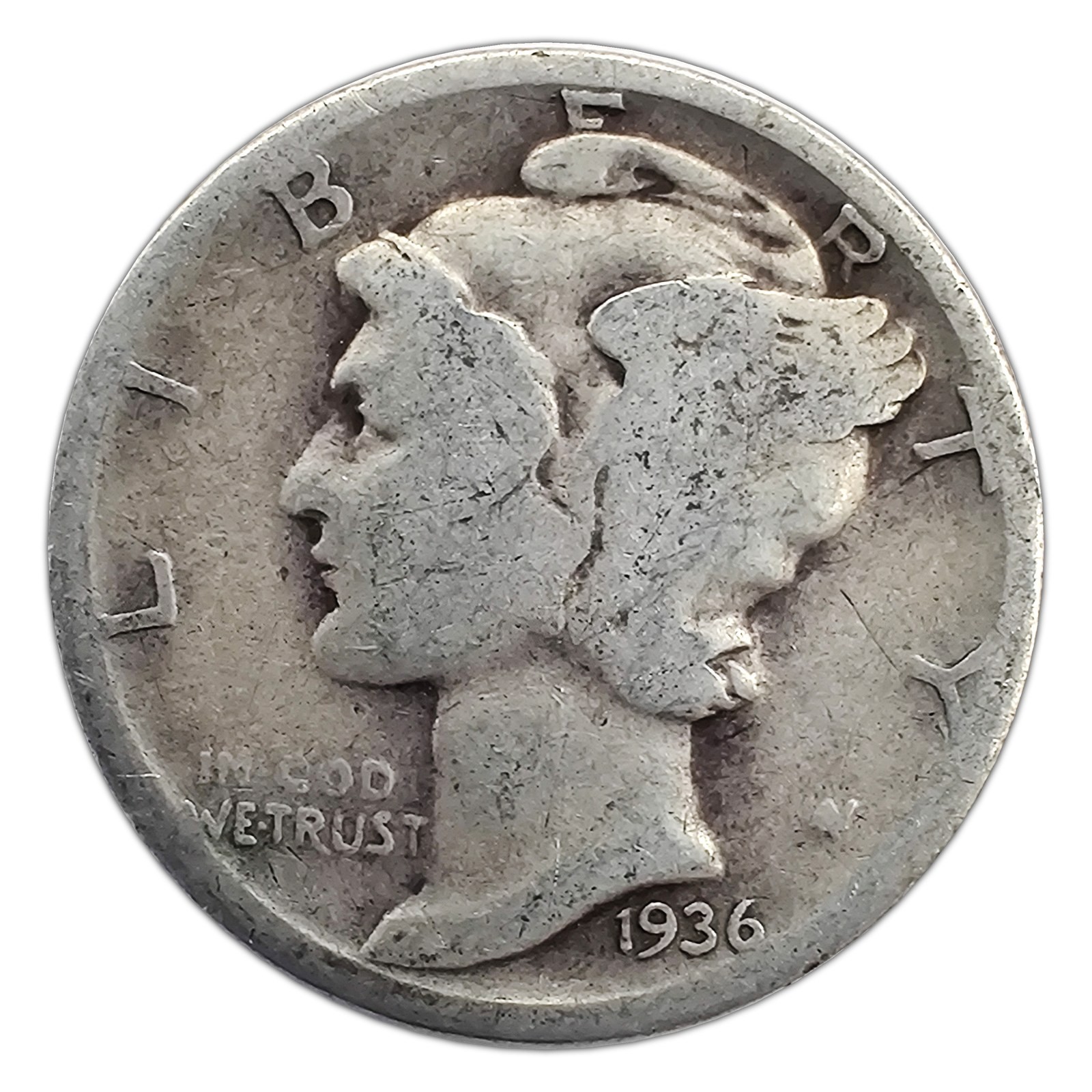 1936-S Mercury Dime G Good 90% Silver
