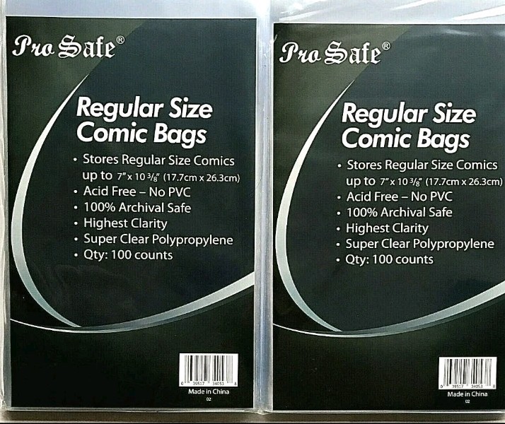 200 Comics Bags, Comic Book Sleeves Protector Comics Books with Flap, Regular