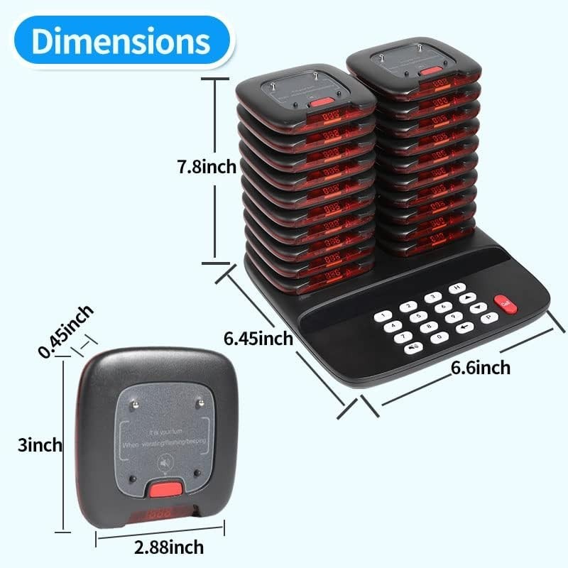AGJ Restaurant Pager System Wireless Calling System 20 Pagers Beeper Buzzer Gues