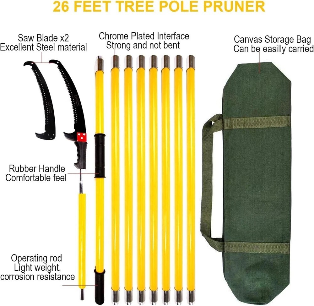 30 Feet Tree Pole Pruner, Durable Tree Trimmers Handle, Manual Branches Trimmer