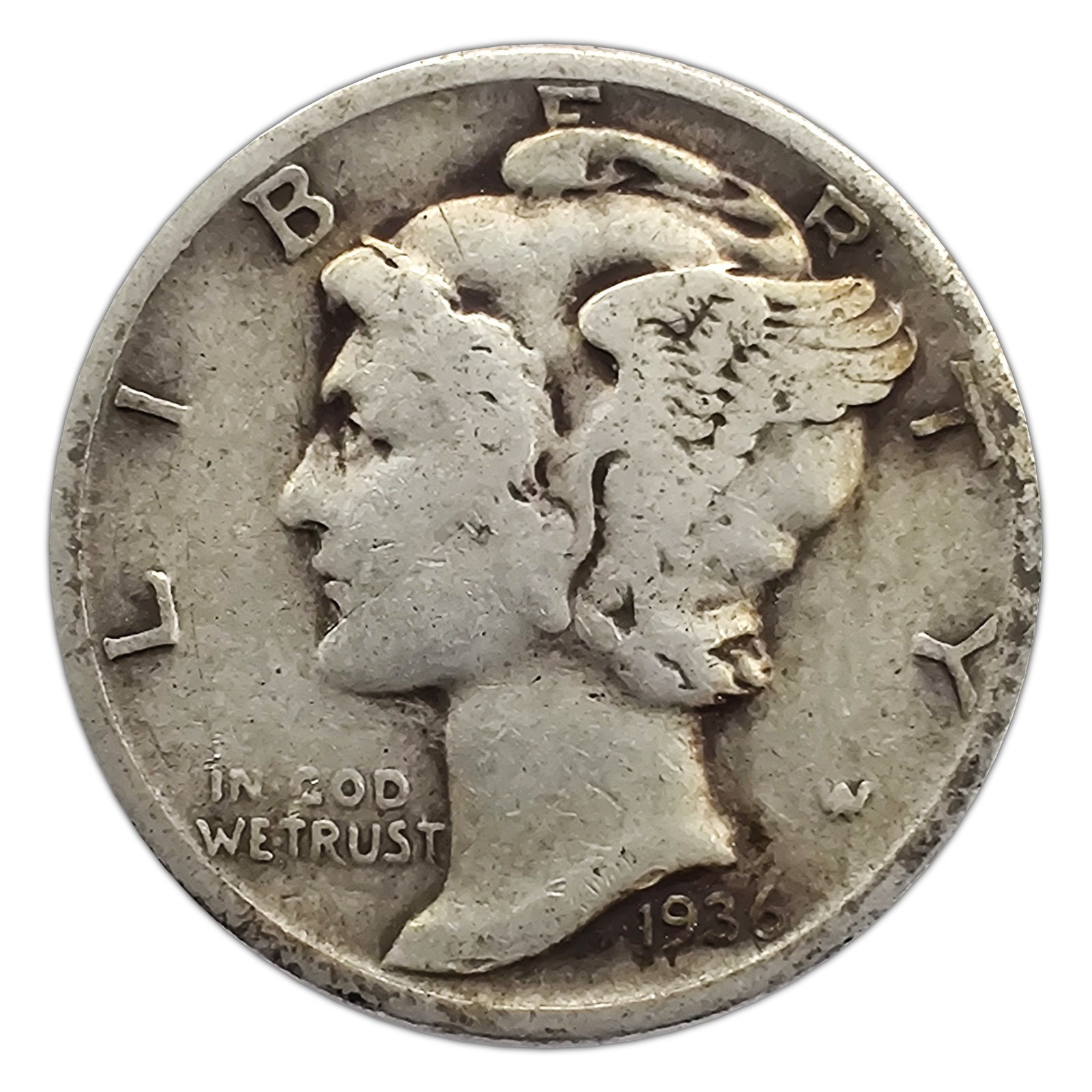 1936-S Mercury Dime G Good 90% Silver