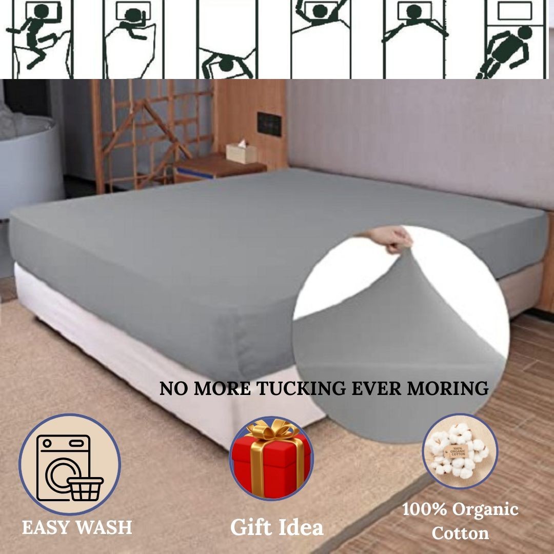 Modern Extra Deep Fitted Sheet 18 "100%Cotton Silver AllSize 600/800/1000/1200TC