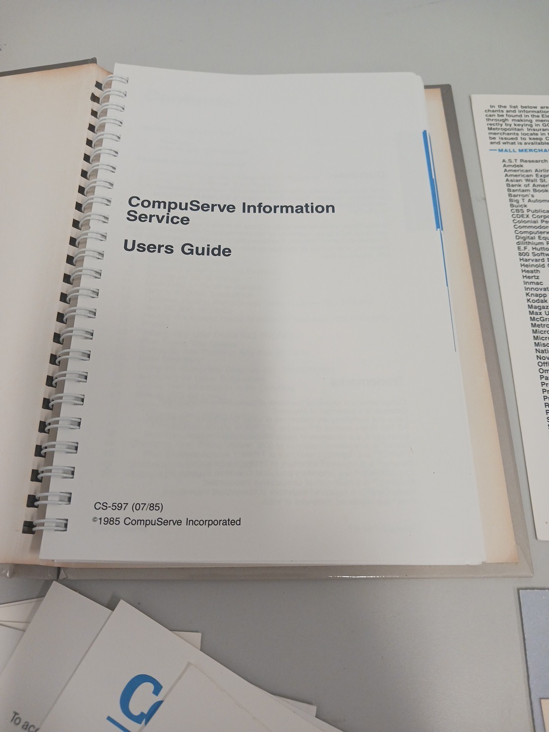 CompuServe Information Service Users Guide (1985) HC W/ Reference Cards