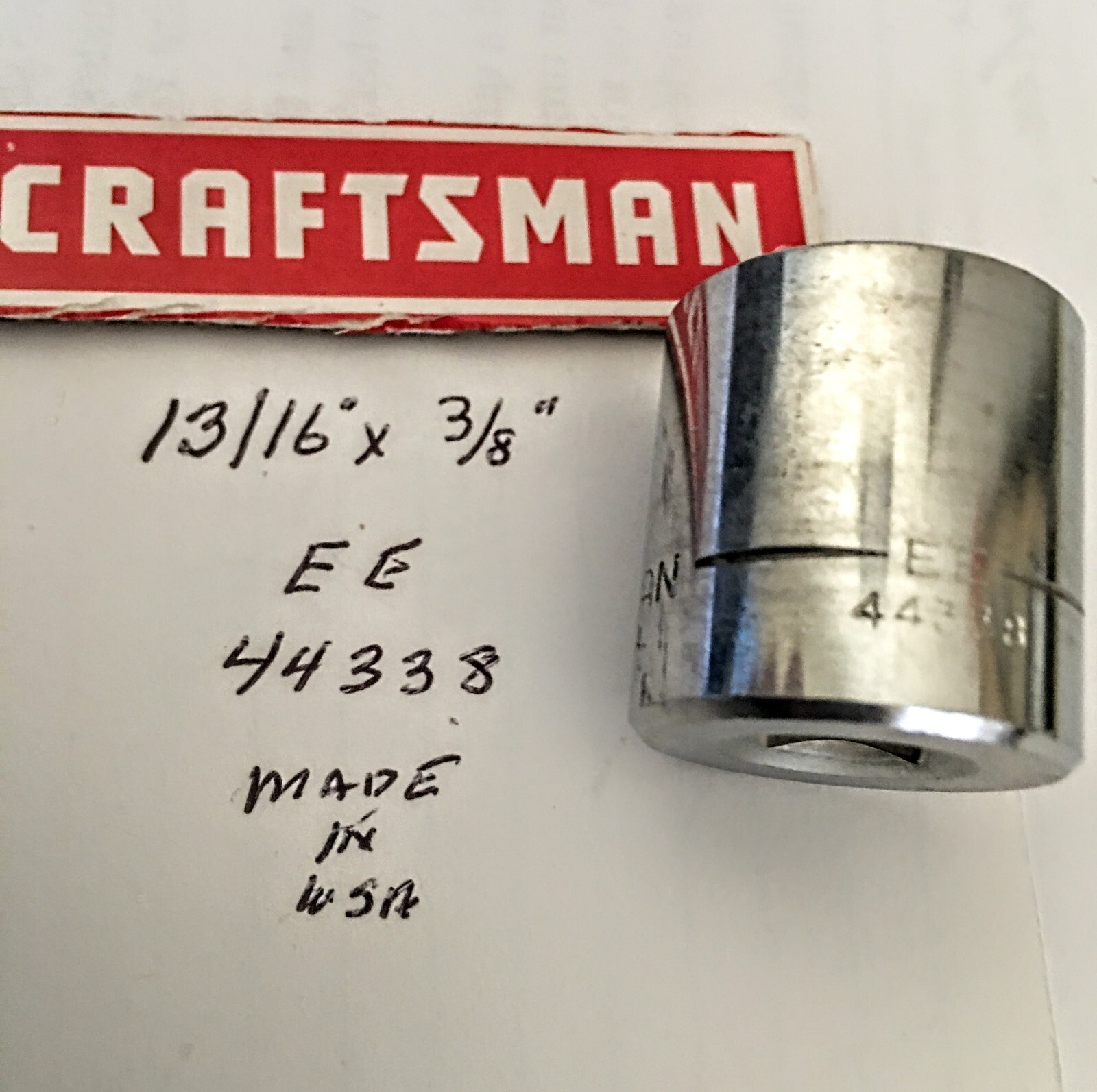 Craftsman  13/16" x 3/8" Dr Socket 12 Pt - EE 44338 - Made In USA -Free USA Ship