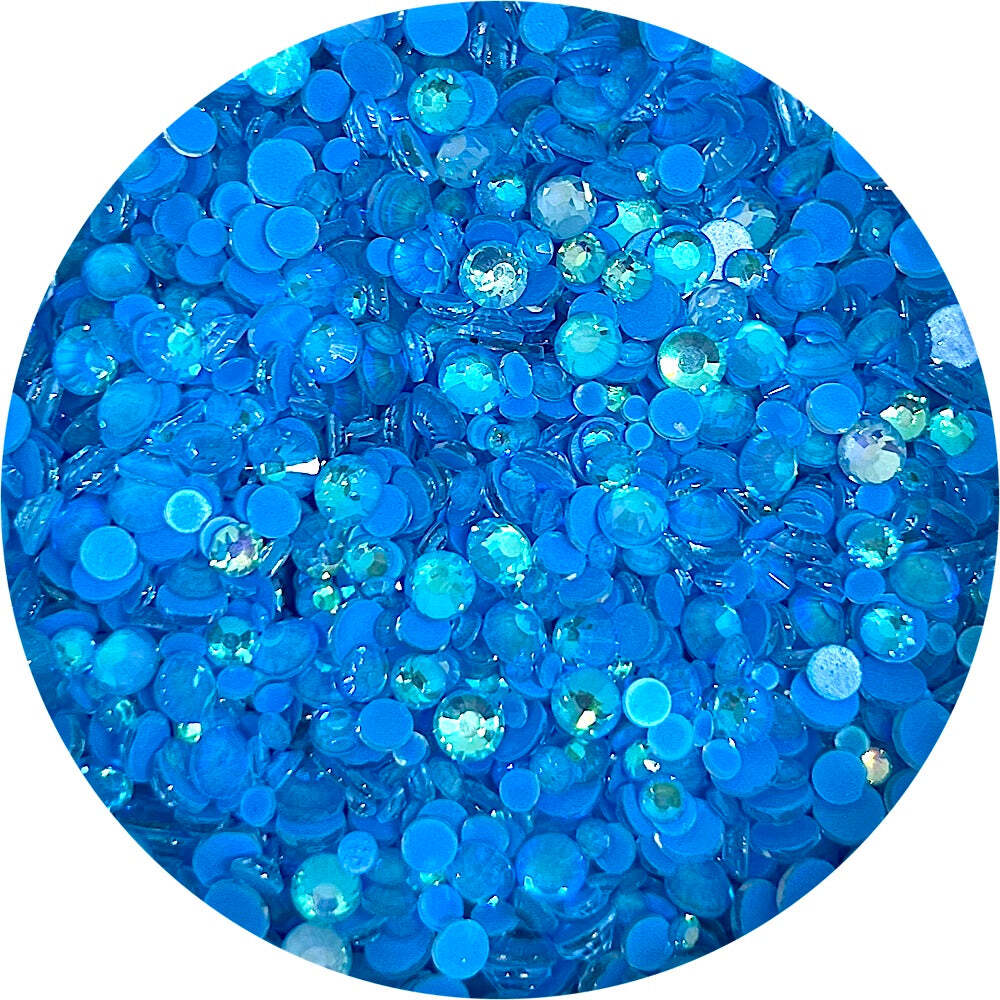 Flat Back Non-Hot Fix Glass Rhinestones - Neon Blue