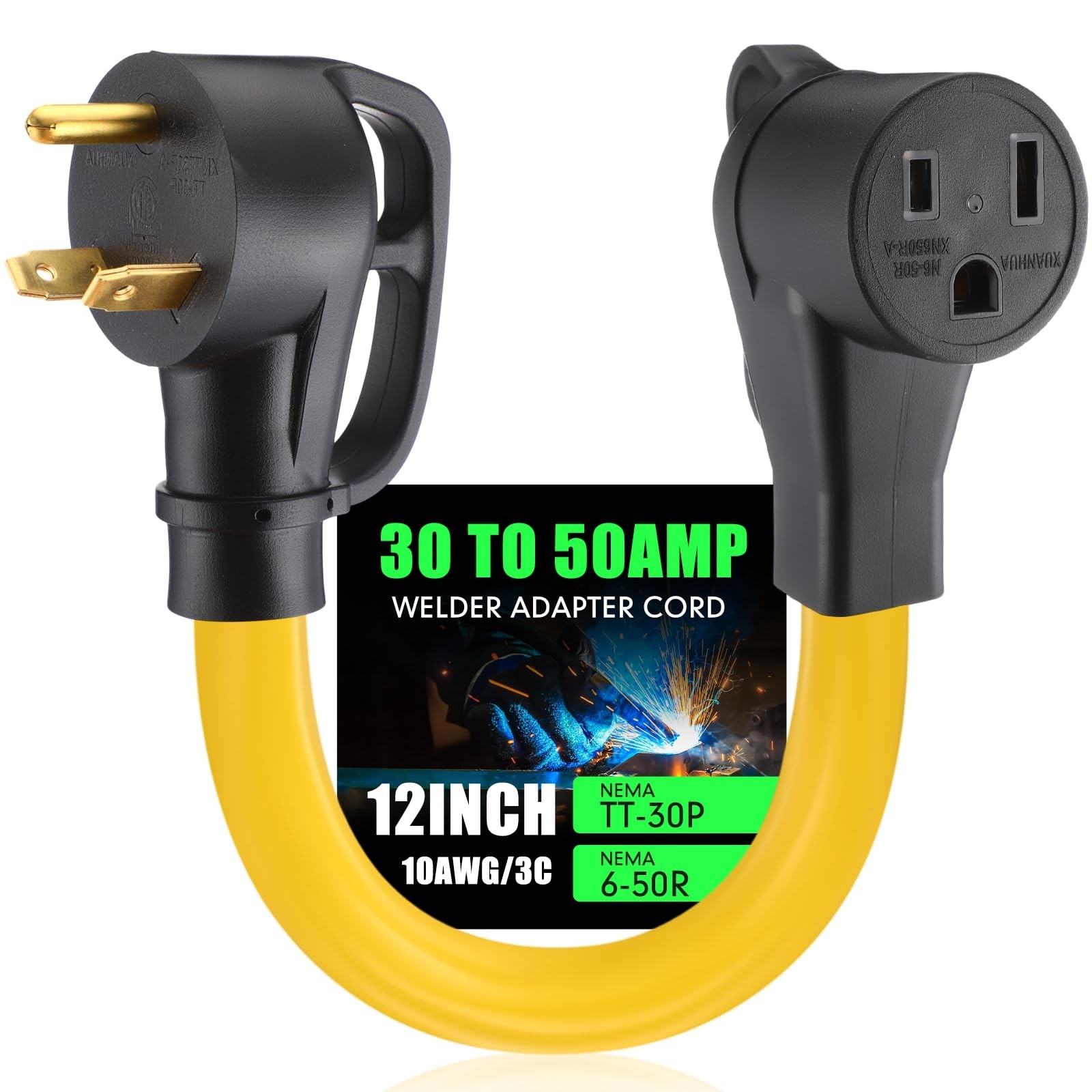 NEMA TT-30P Male to 6-50R Welder Adapter Cord,30Amp to 50Amp Female 30Amp 3 P