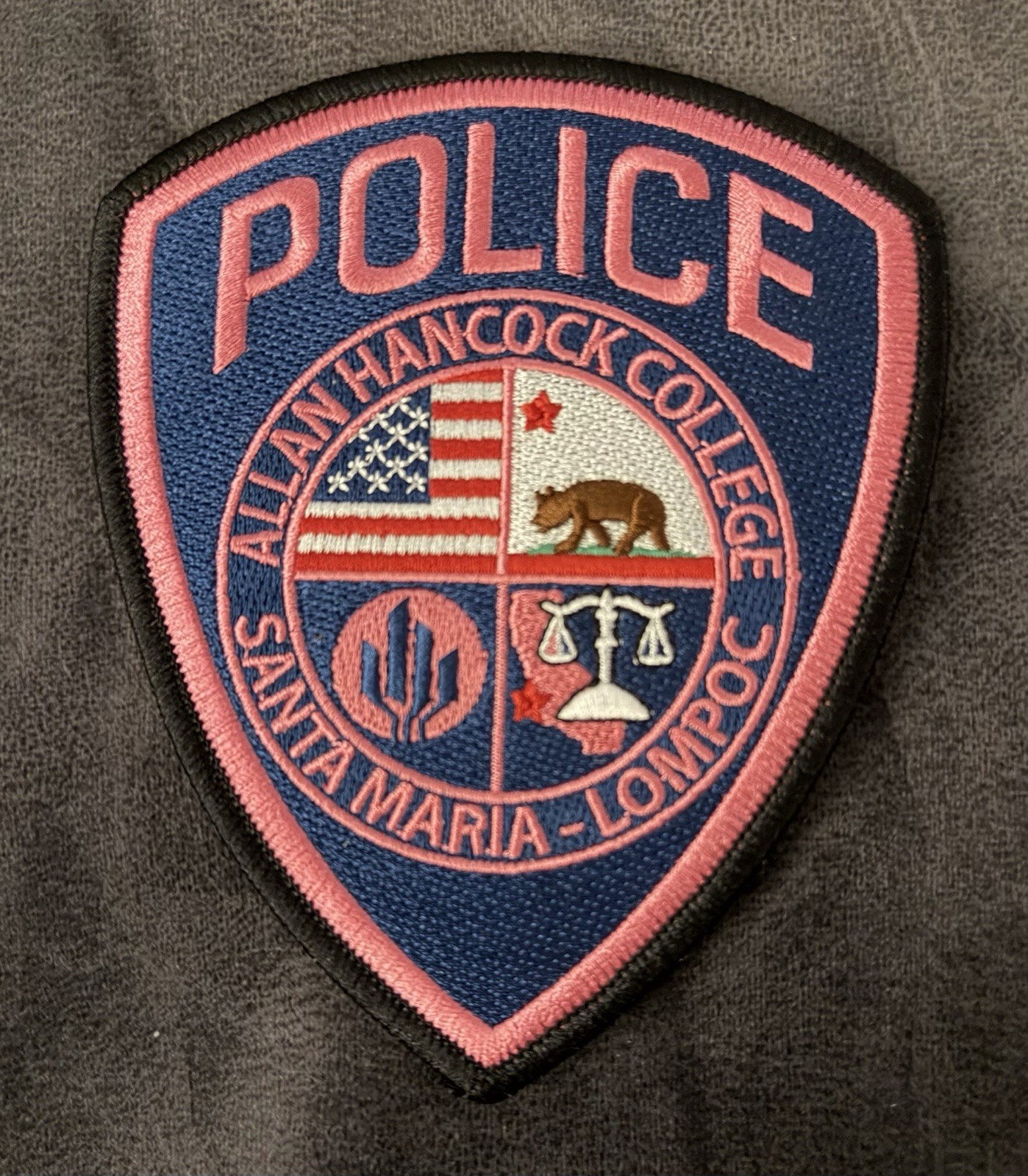 California Pink (Cancer Awareness) Patch. Allan Hancock College Police  Dept.