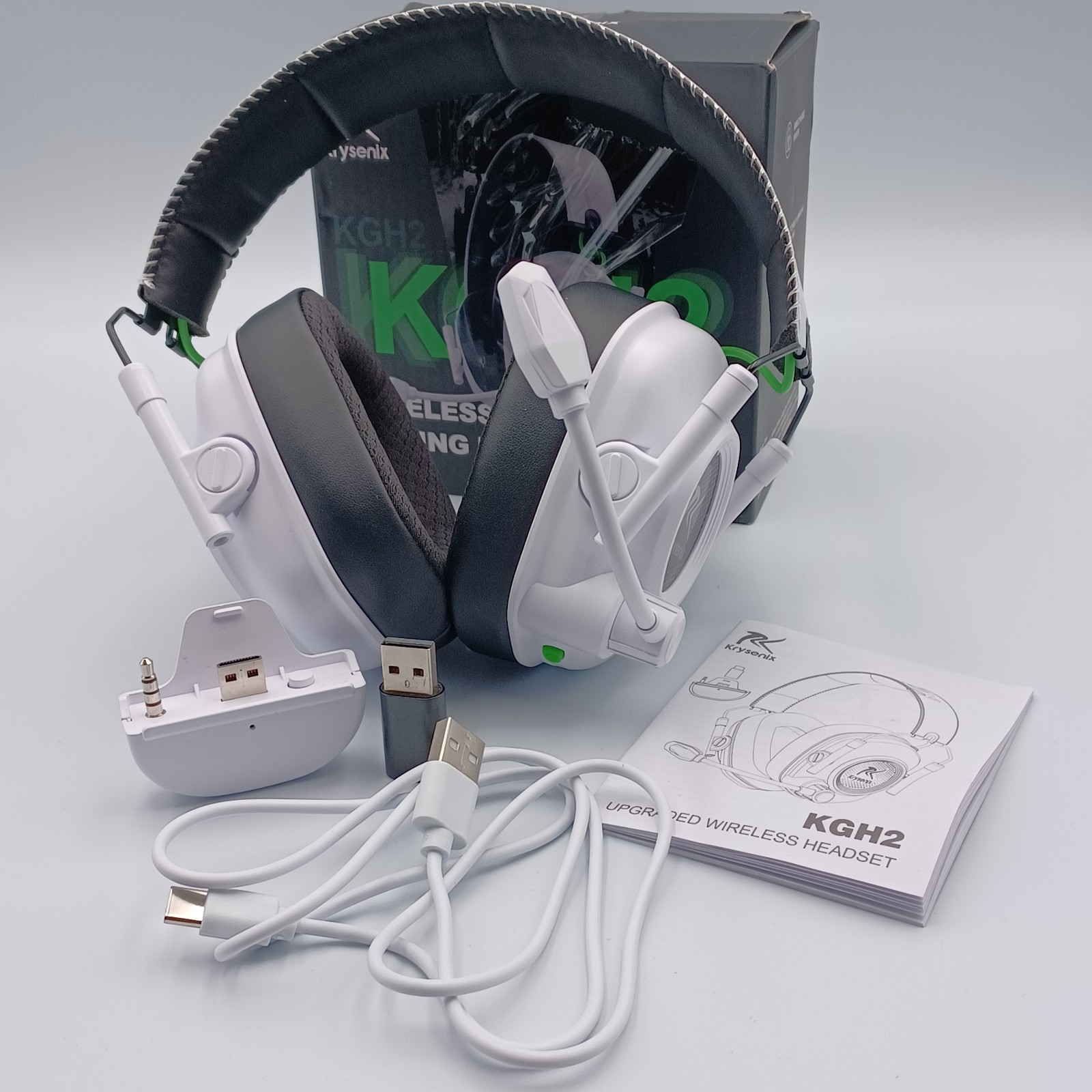 Krysenix KGH2 Wireless Gaming Headset Bluetooth White Open Box Untested