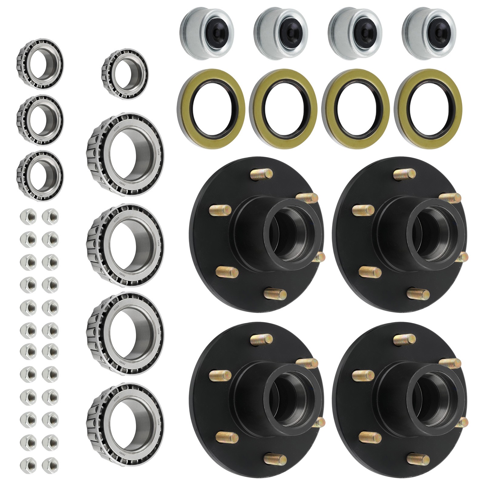 4x Mobile Home Trailer Hub 6000# Axle Convert 6 Lug 6x5.5 Idler Bearings