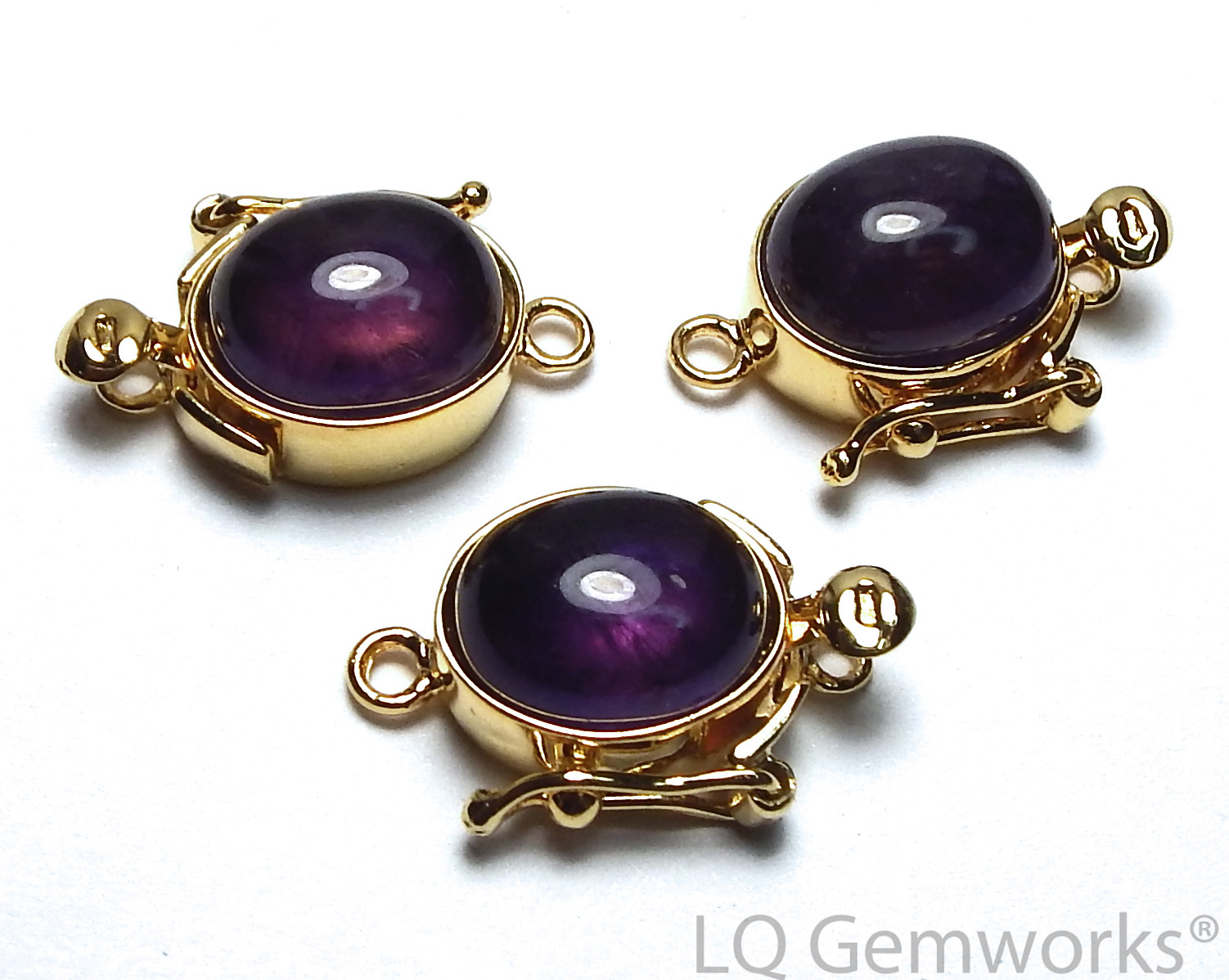 Gold Vermeil Box Clasp AMETHYST Purple 18mm Box Clasp 1 piece