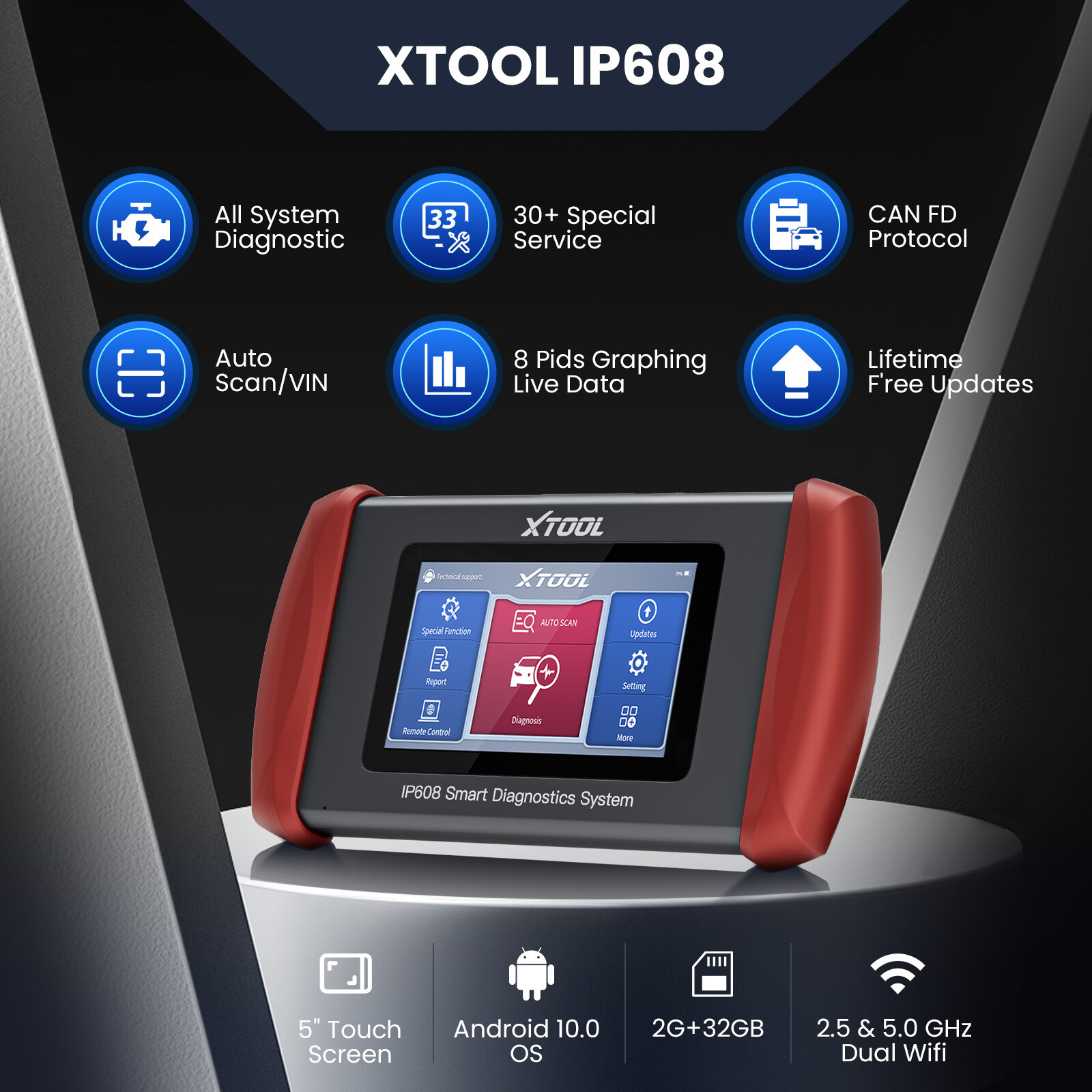 XTOOL IP608 Scan Tool Full System Diagnostic 30+ Service Coder Reader Scanner US