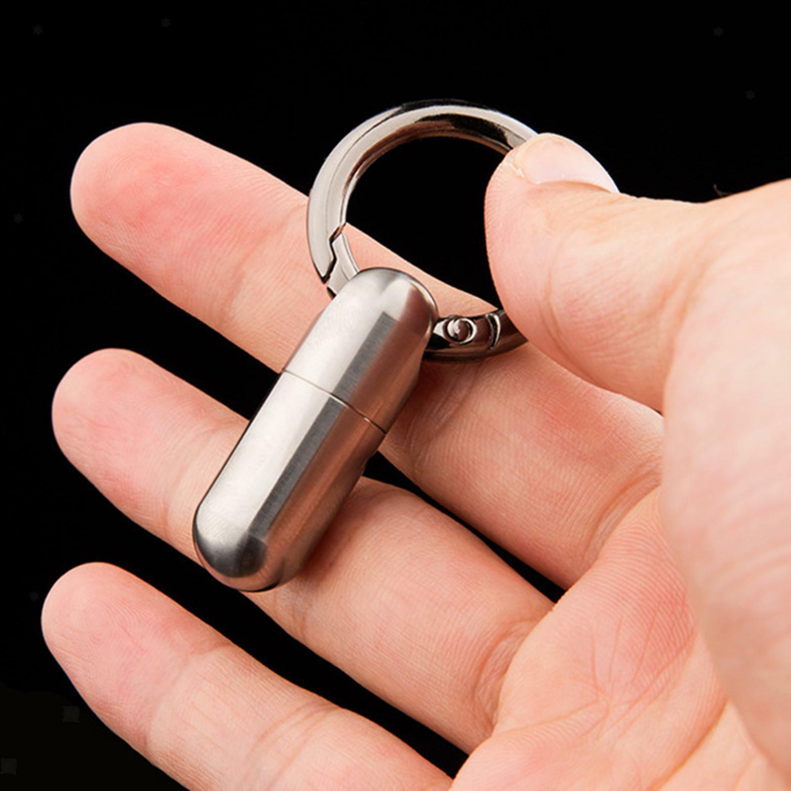 Waterproof Pill Container Keychain Holder Bottle Container Keepsake Box EDC Tool