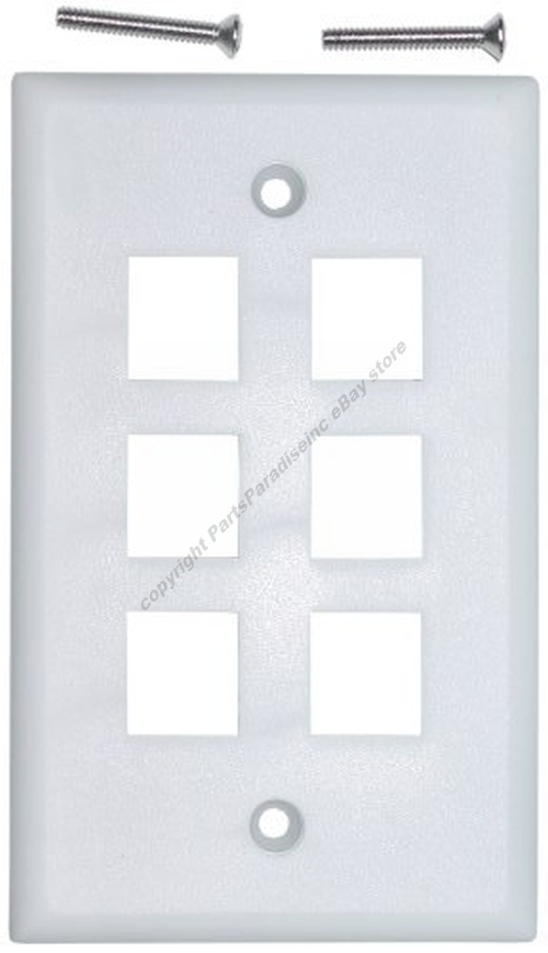 Lot10 Keystone flush Wall face Plate 6/Six mounting Hole/Jack/Port$SHdisc {WHITE