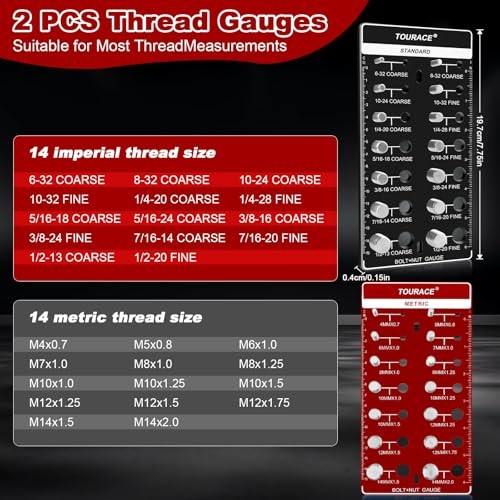 2Pcs Thread Checker, Nut and Bolt Thread Checker, Standard SAE and Metric,