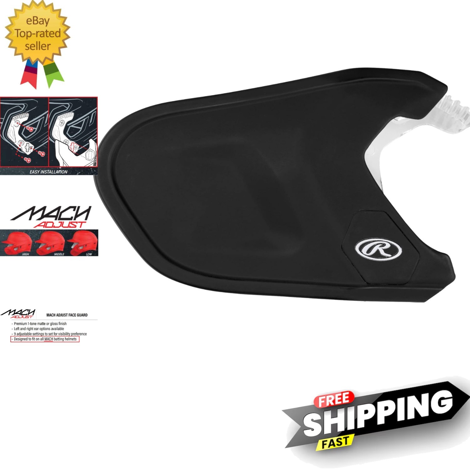 Sleek MACH Adjustable Face Extension for Baseball Helmets | LHB & RHB Options