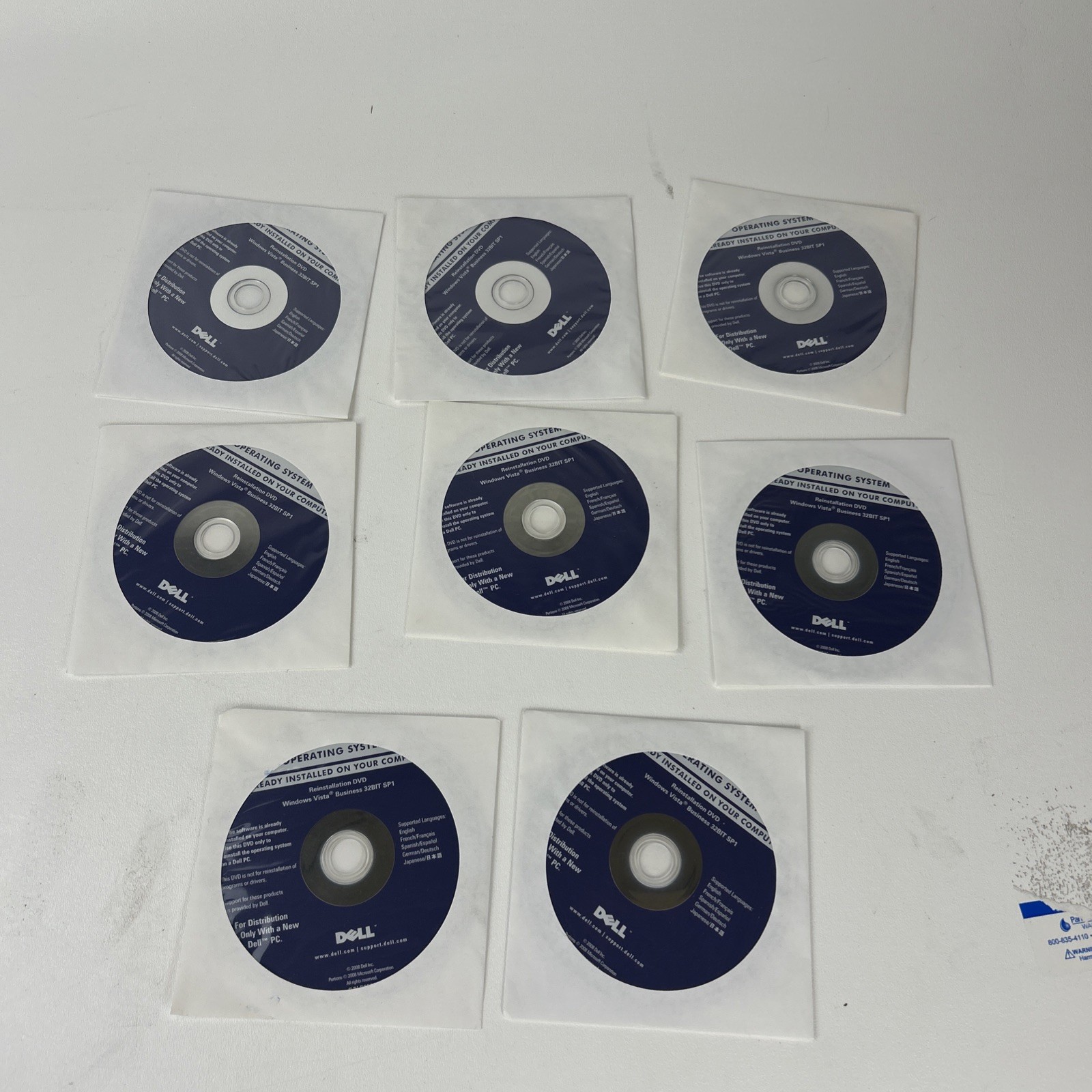 Lot Of 8 Windows Vista Business 32-Bit w/ Service Pack 1 Reinstallation DVD
