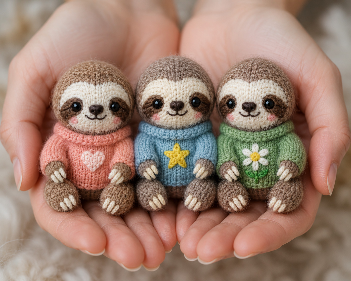 Sloth Knitting Pattern Bundle With Clothes DK Toy Knit Pattern Printed