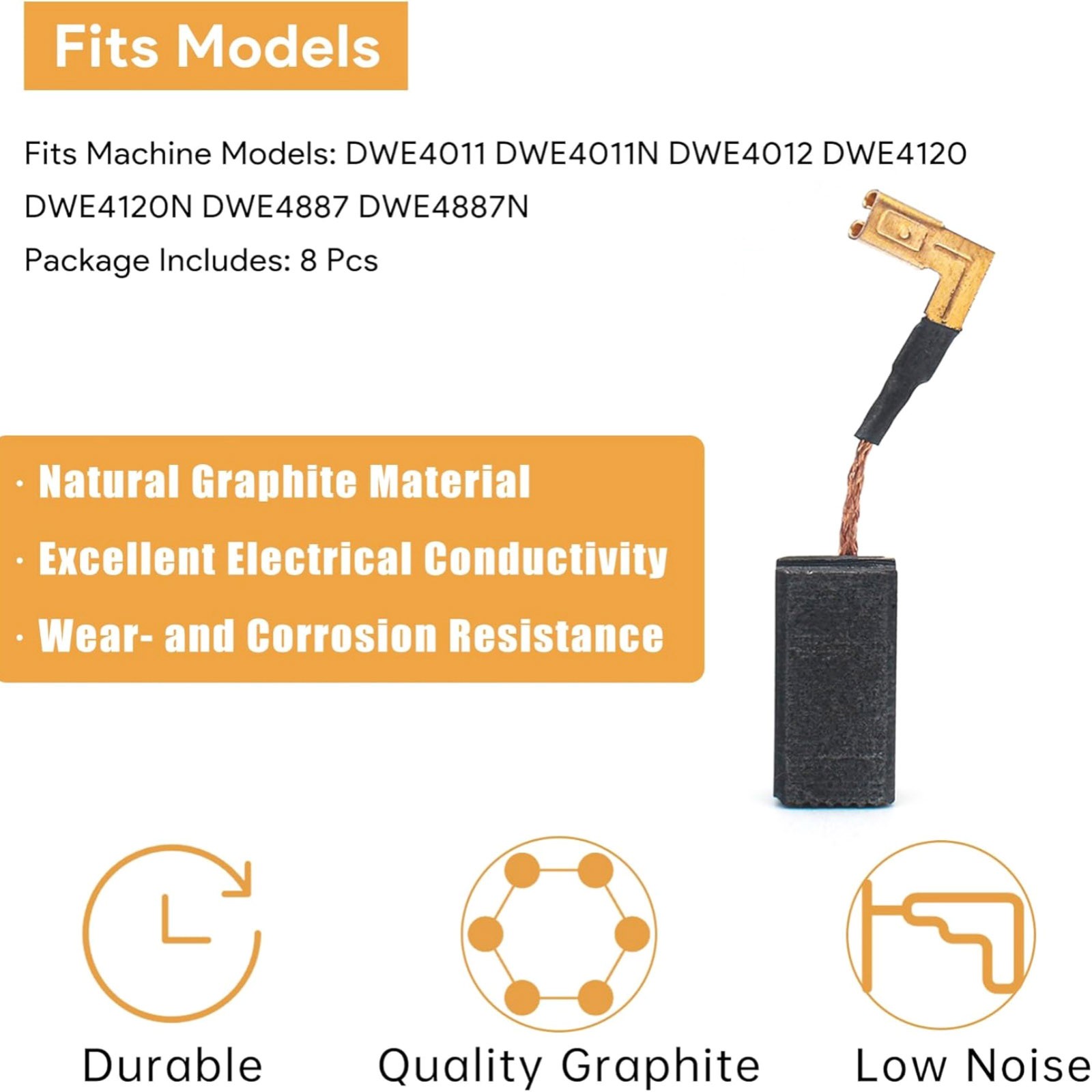 8 Pack Carbon Brushes Replacement For DeWalt DWE4011 DWE4012 DWE4120N Models