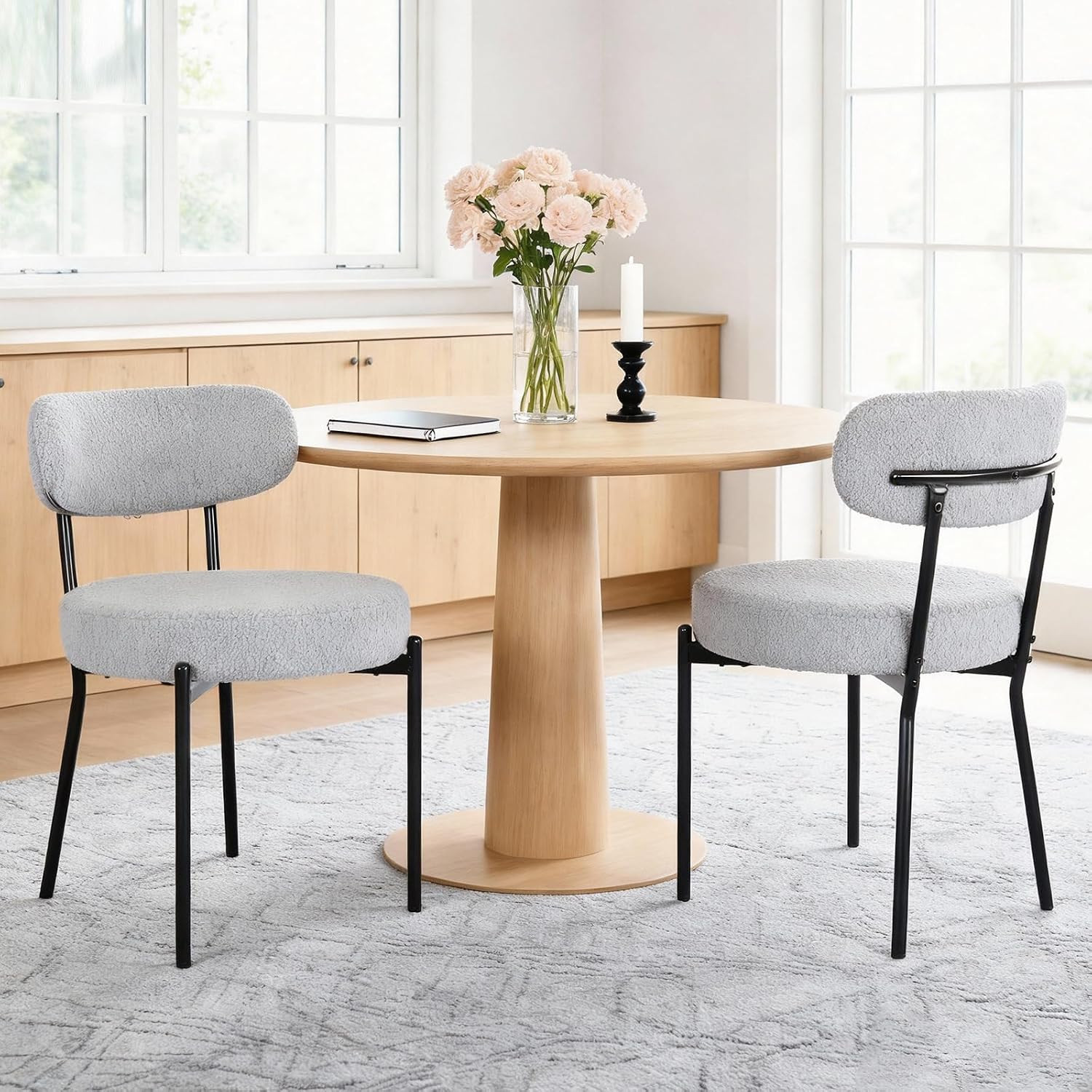 Dining Chairs Set of 2, Mid Century Modern Dining Room Kitchen Side Chair with F