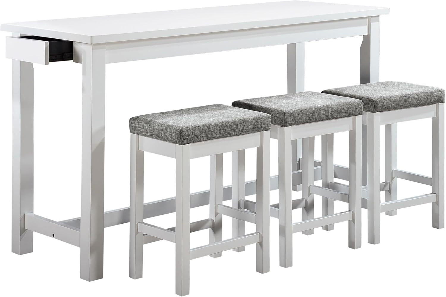 4-Piece Counter Height Table with 3 Stools, Wood Kitchen Counter Table Set with