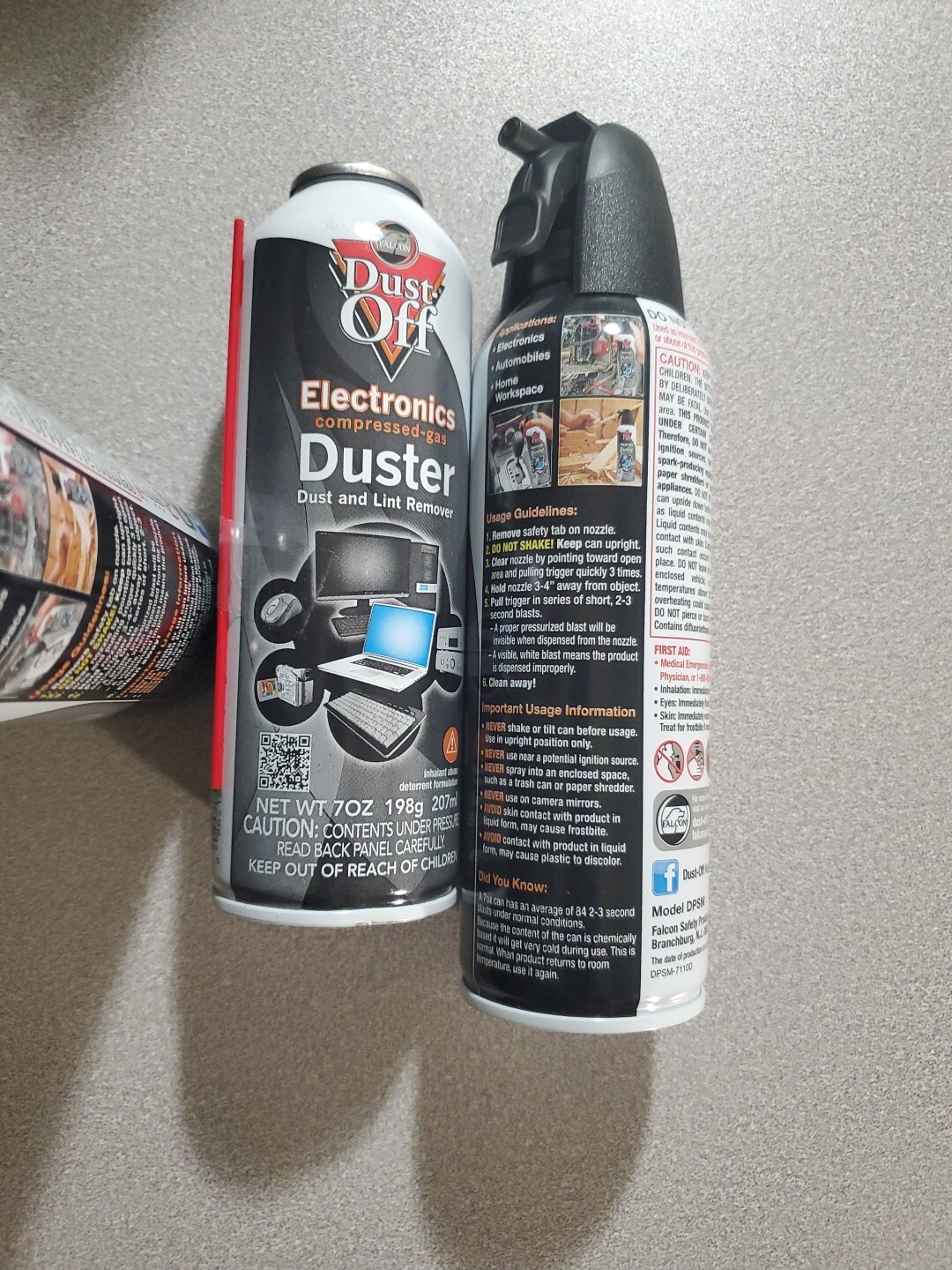 3 Falcon Electronics Compressed-Gas Duster 7oz DPSM Dust ONE HAS NO CAP