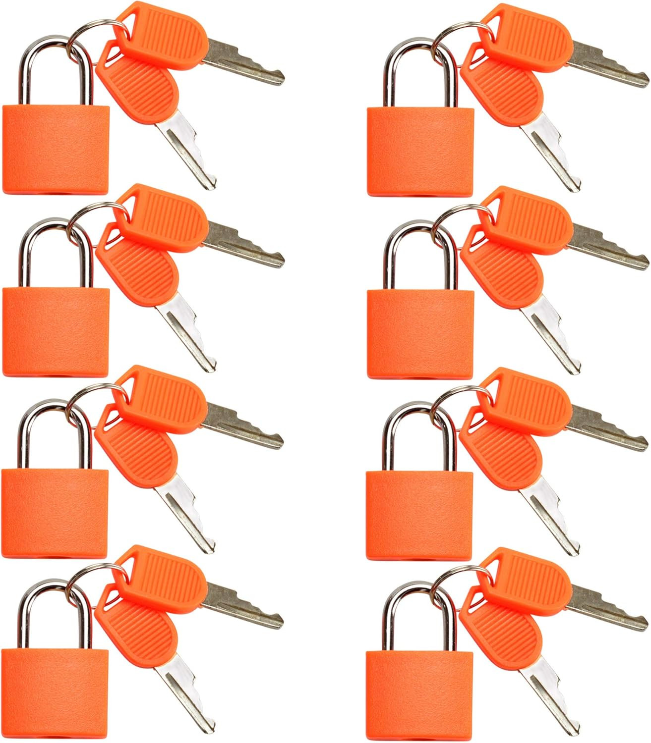 Small Mini Durable ABS Cover Solid Brass Body Individually Keyed Padlock 8p Orng
