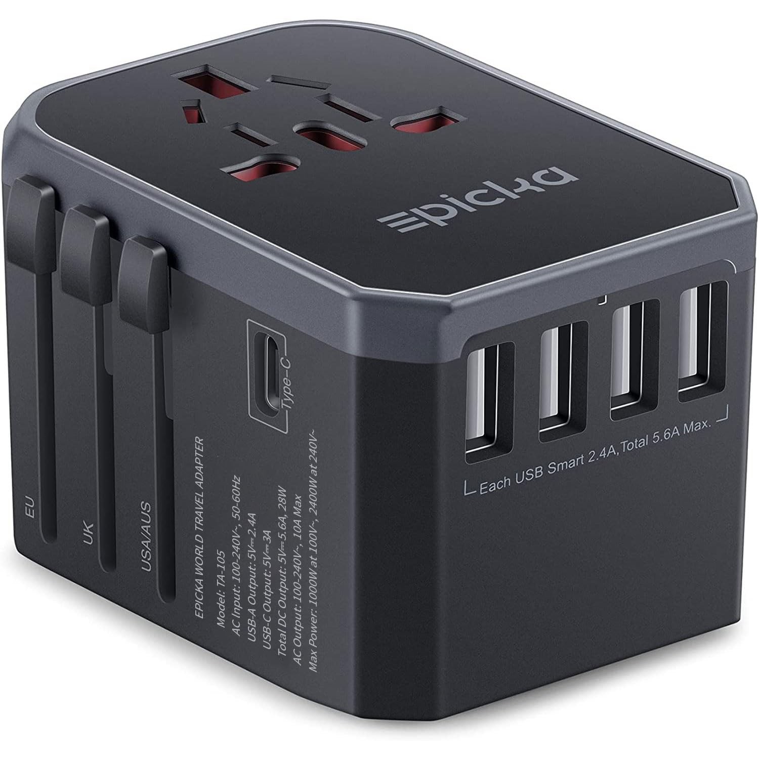 EPICKA Universal Travel Adapter, European Plug Adapter (Not a Grey
