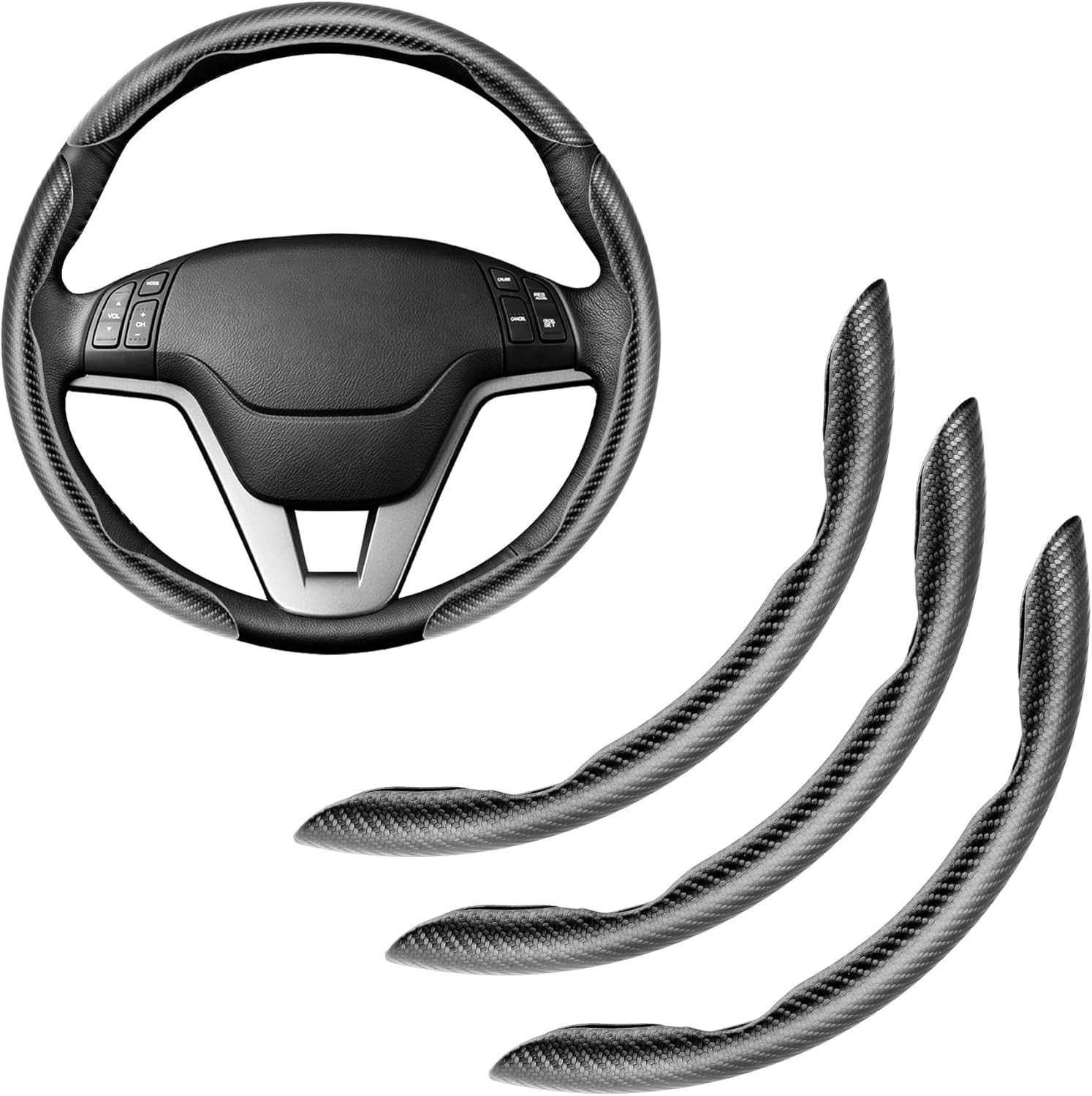 Cubierta Protector de Volante Antideslizante de Fibra de Carbono para Automóvil