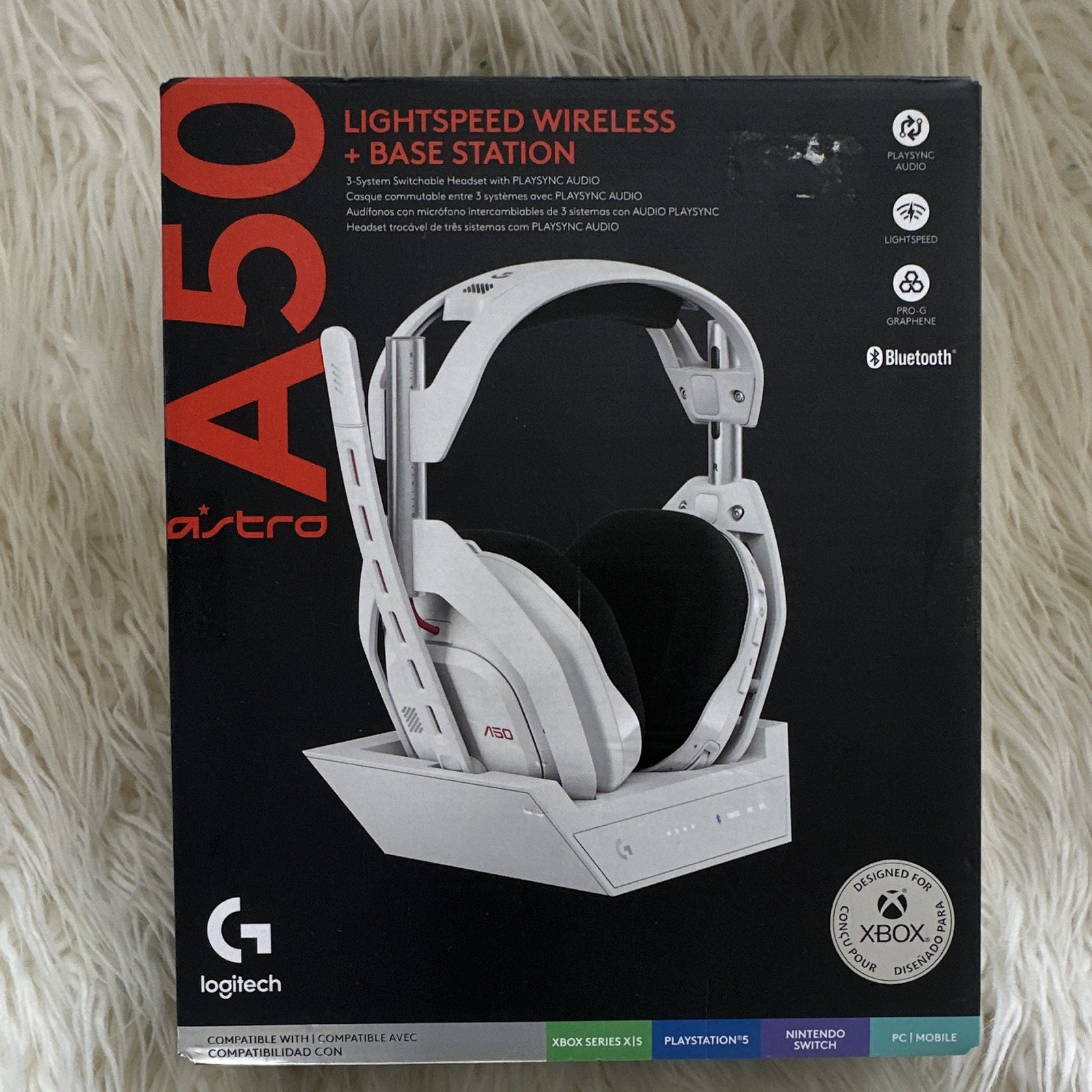 Astro A50 LIGHTSPEED Bluetooth Wireless Over-Ear Headset + Base Station White