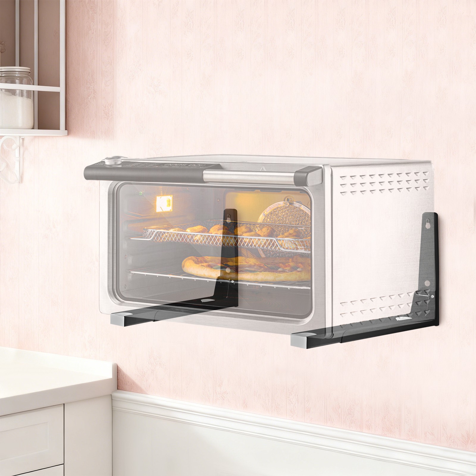 Microwave Oven Wall Mount Rack, Heavy Duty Stainless Steel Microwave Rack