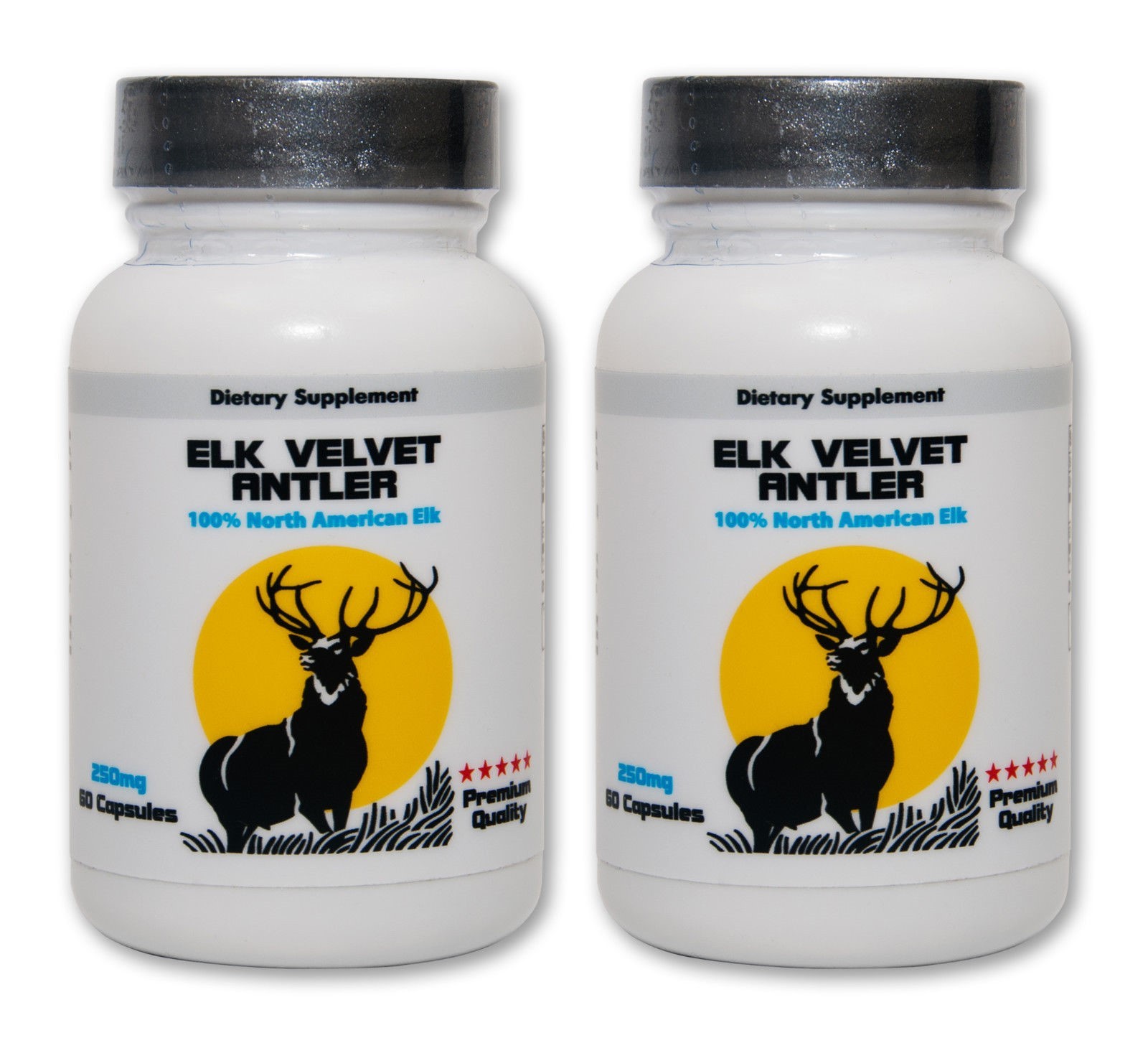 Elk Velvet Antler Canadian Powder 500mg (2 Bottles, 120 Capsules)