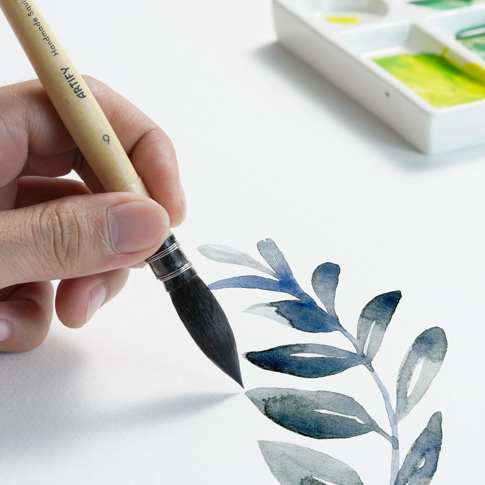 ARTIFY Professional Natural Squirrel Hair Quill Watercolor Brushes | Mop Roun...