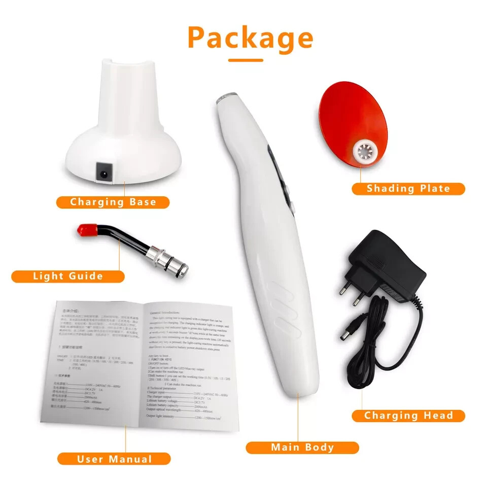 Dental Wireless Curing Light Dentist Cordless LED.B Lamp Output Intensity