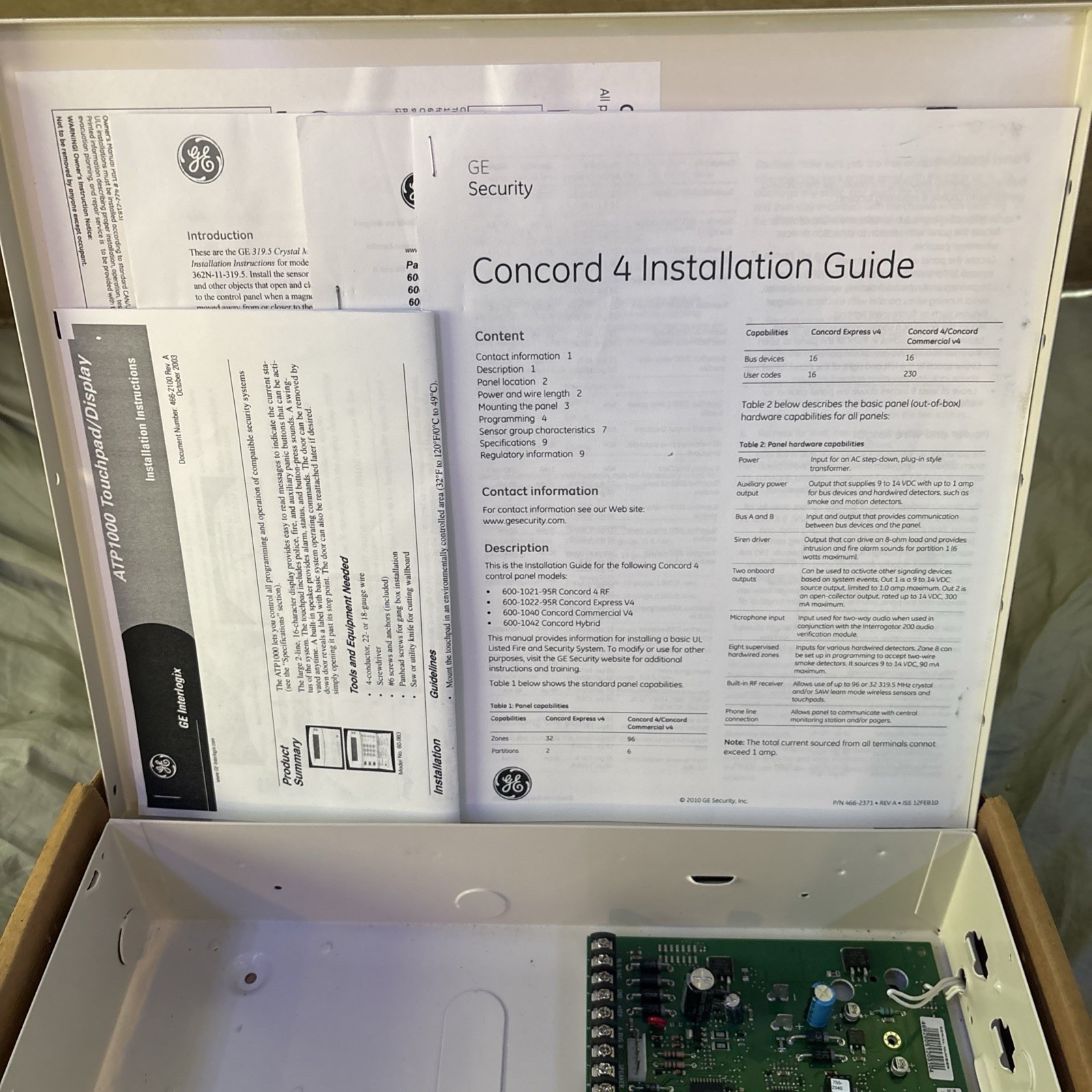 GE Concord 4 Security Panel 80-860-4 Wireless Crystal Package Missing Touchpad