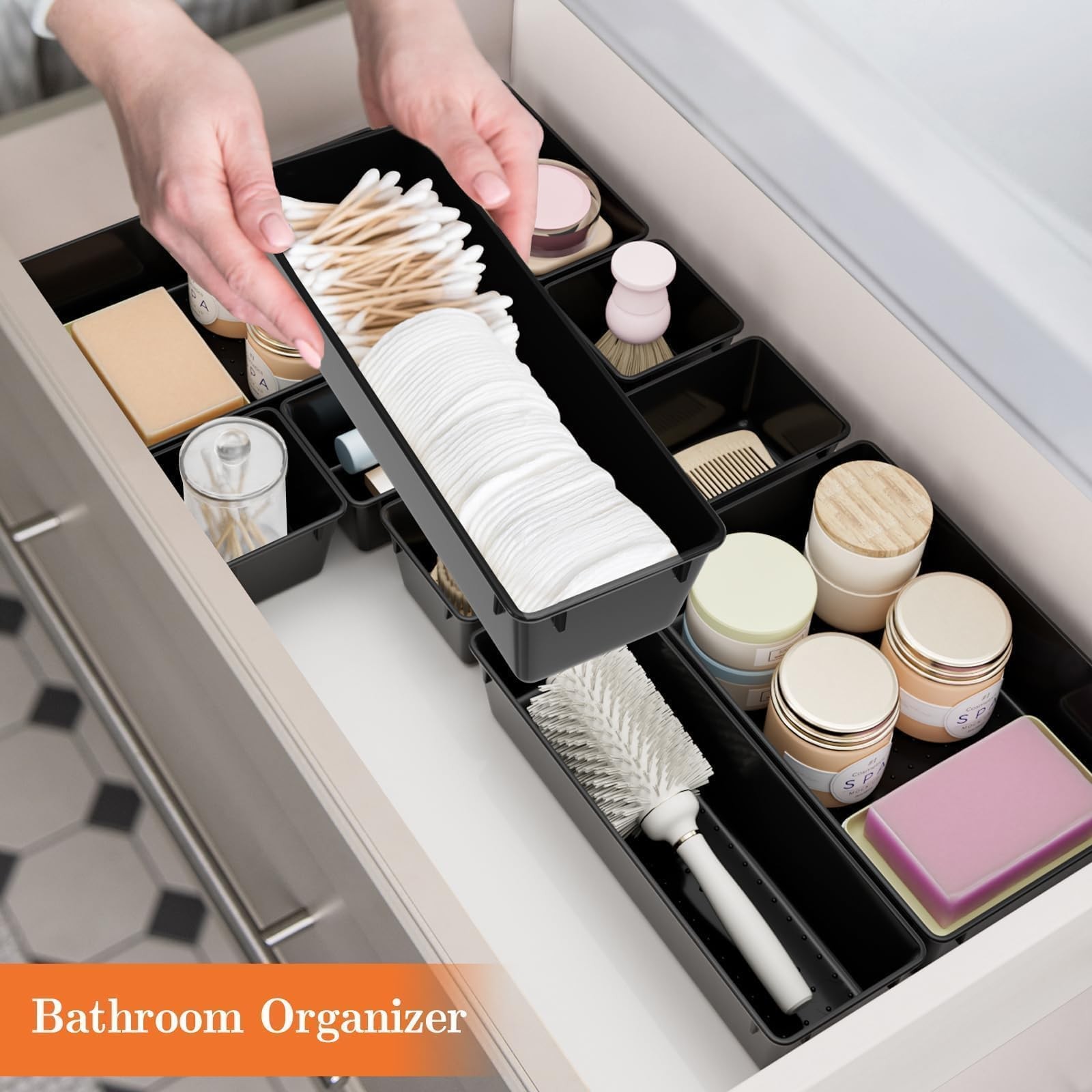 25 PCS Plastic Drawer Organizer Set, 4-Size Versatile Organizer Trays & Stora...