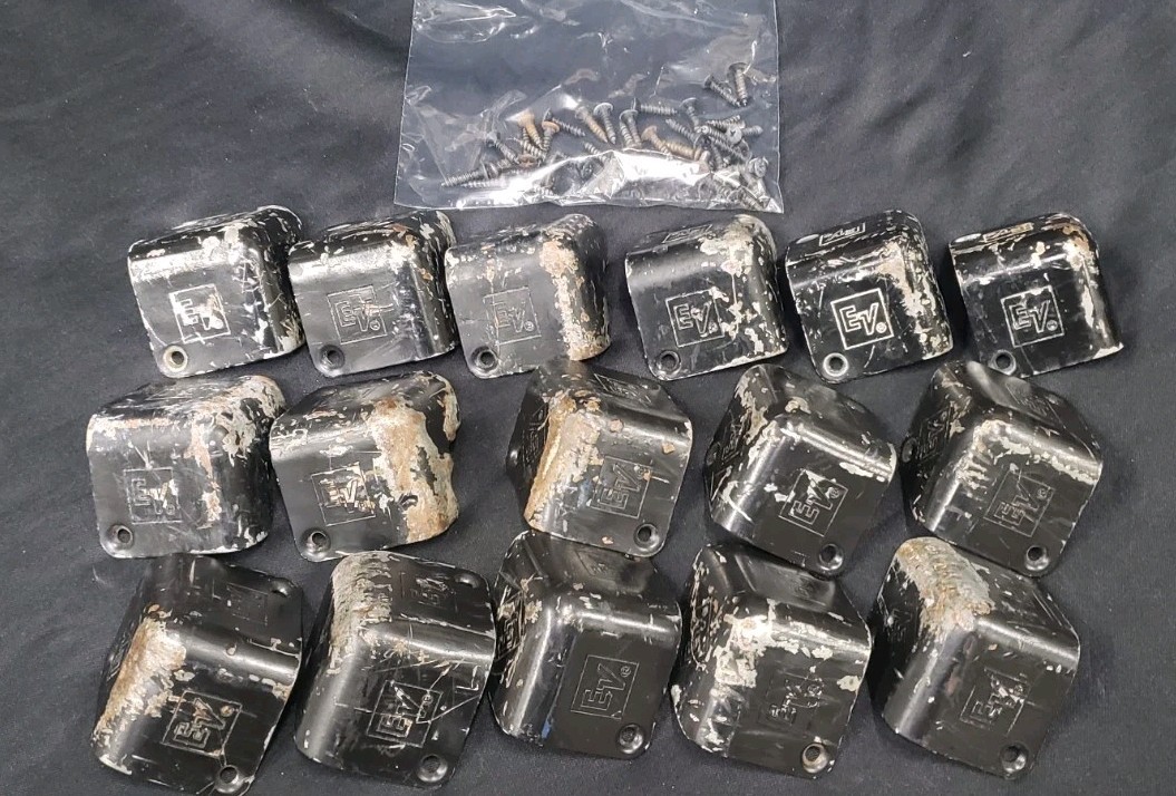 Lot of 16 Used Electro-Voice EV Metal Corners for Trapezoid Speaker Cabinets