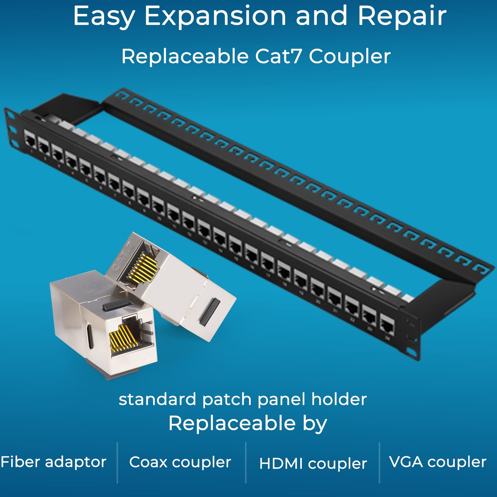 Patch Panel 24 Port Cat7 With Inline Keystone 10g Support Coupler Patch Panel St
