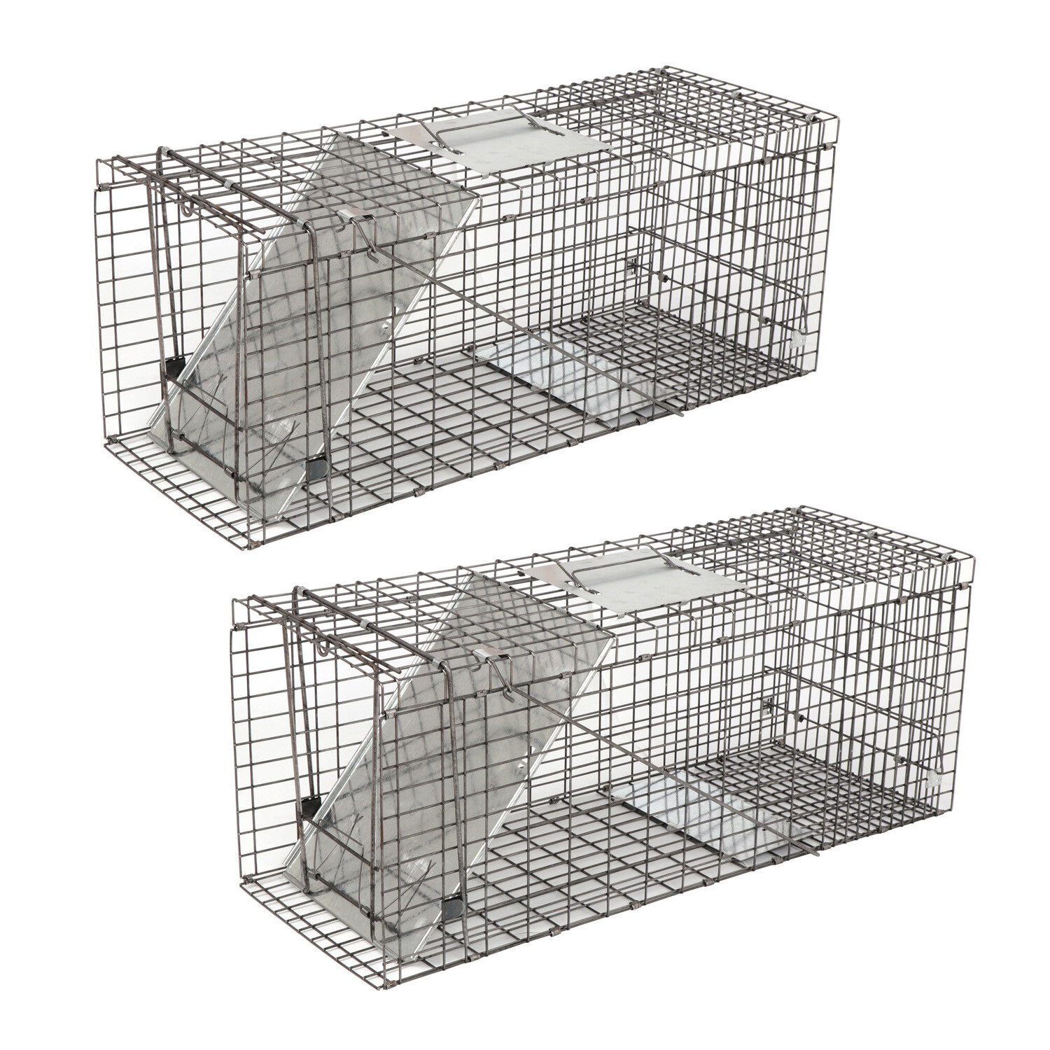 2PCS Live Animal Cage Trap 32"X12.5"X12" Steel  Humane Rodent Cage w/Iron Door