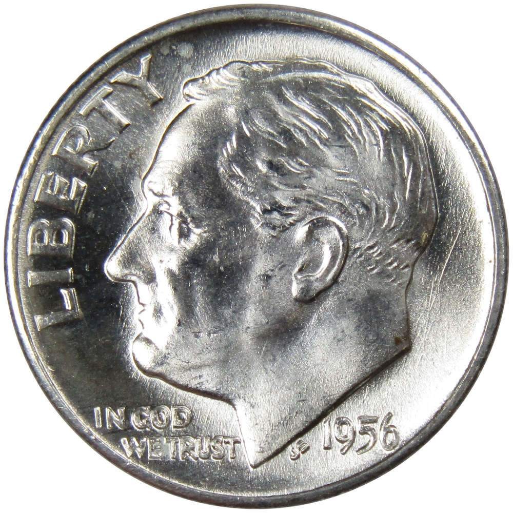 1956 D Roosevelt Silver Dime Uncirculated Mint State 10c Coin