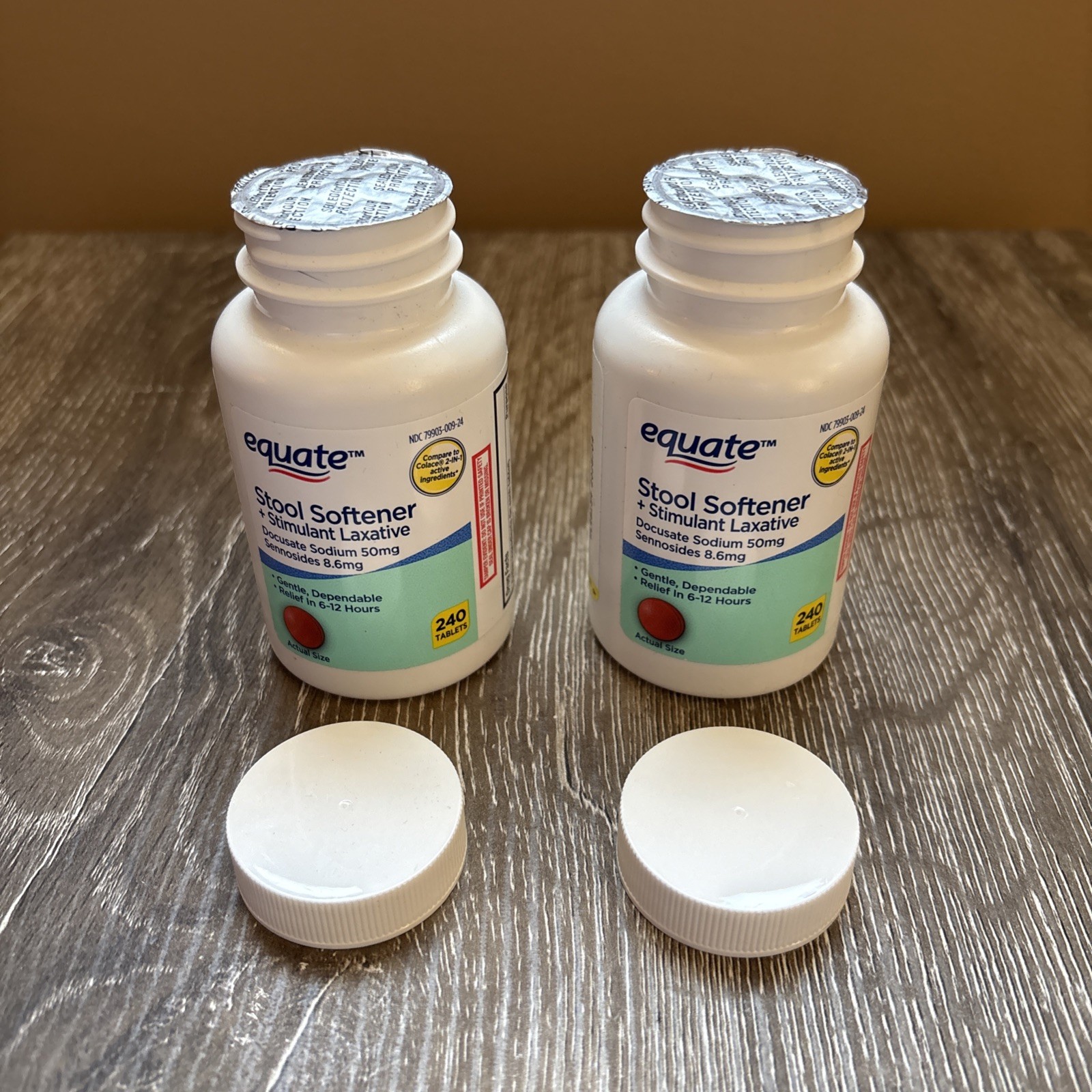 2 PACK Equate Stool Softener and Stimulant Laxative - 480 Tablets