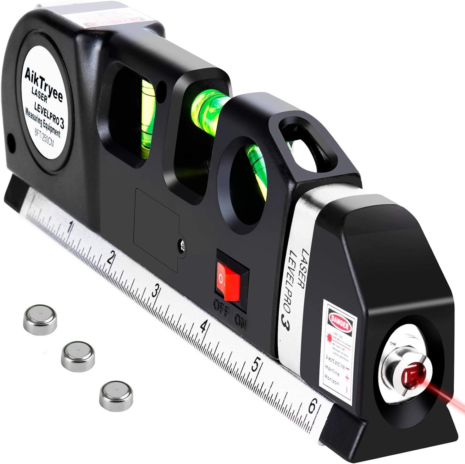 Compact 8ft Laser Level Tool for Picture Hanging and Cabinet Installation