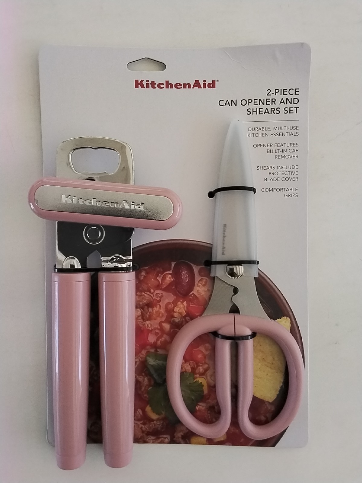 KitchenAid 2 Piece Can Opener & Shears/Scissor Set (Dried Rose - Darker Pink)