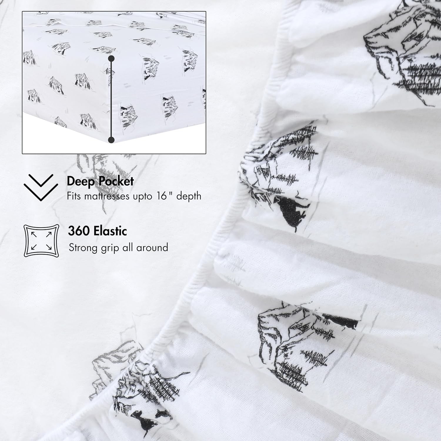 Flannel Sheets Twin Size 100% Cotton Double Brushed Twin Sheets Set Deep Pockets