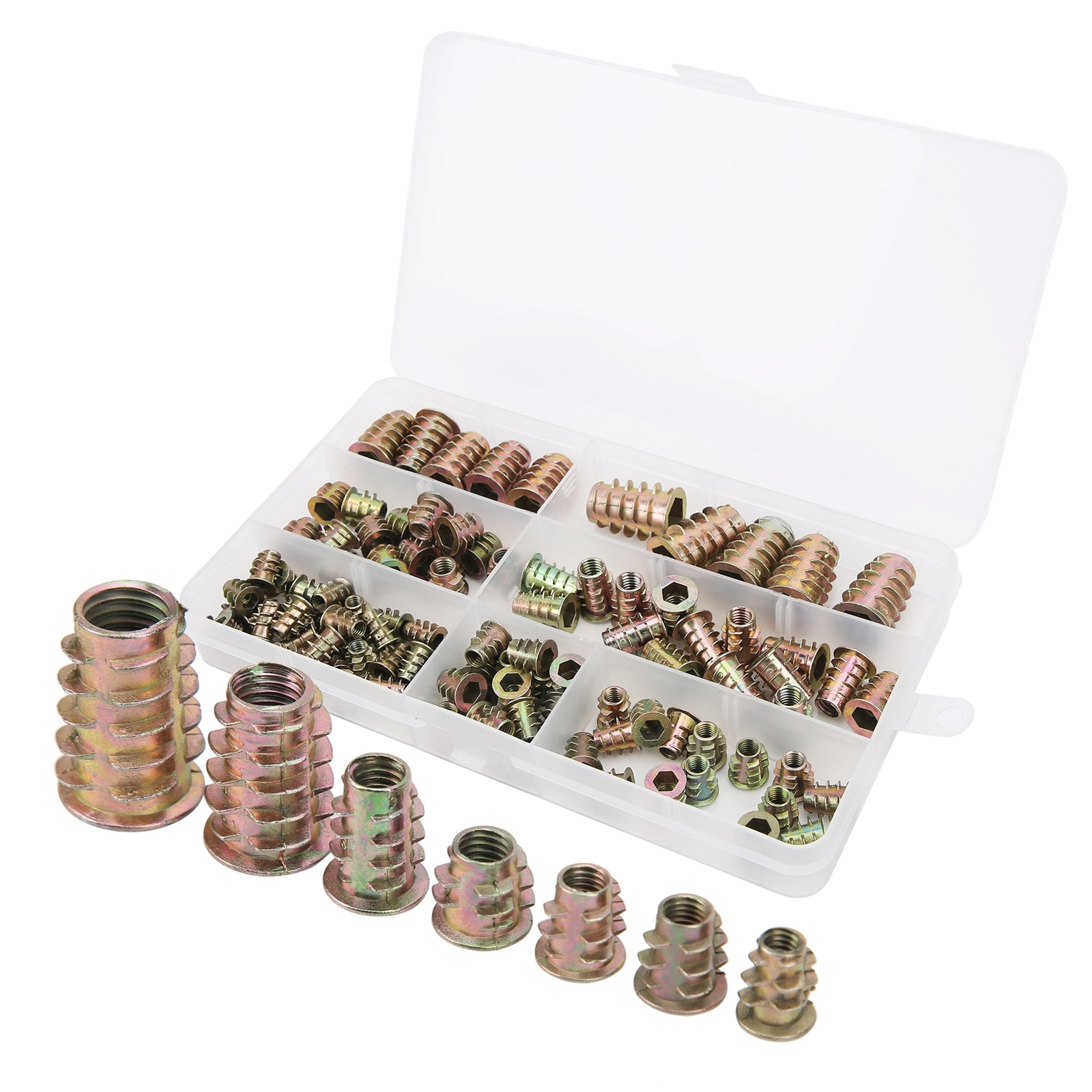 100Pcs Hex Socket Drive Insert Nuts Set Thread Screw Fasteners M4/M5/M6/M8/M10