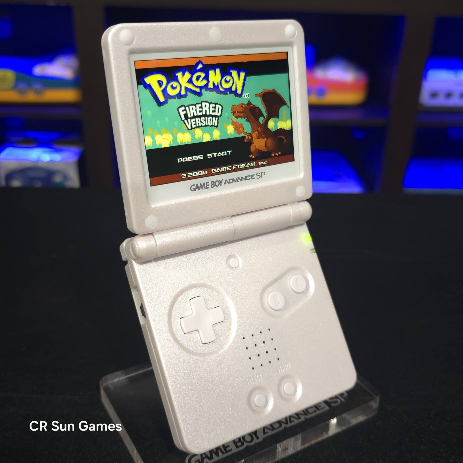 White on White Nintendo Game Boy Advance GBA SP IPS Screen And USB-C Mod