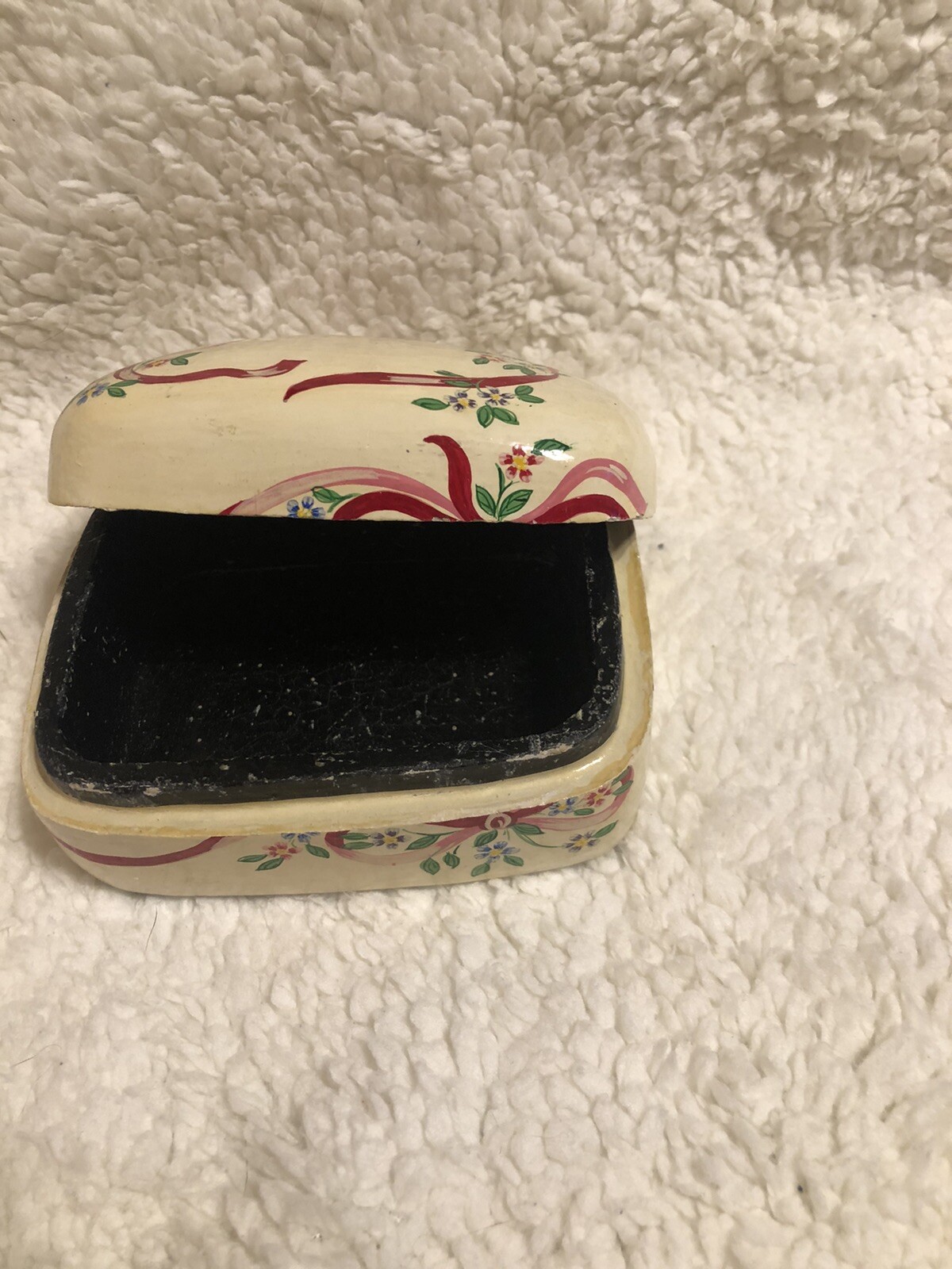 Handpainted Trinket Box, Balsam Wood (?)