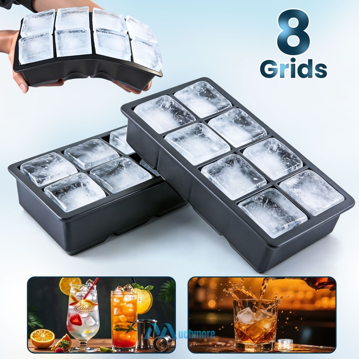 2Pack Ice Cube Maker Molds with Lids Large Sphere Tray Slow Melting for Whiskey